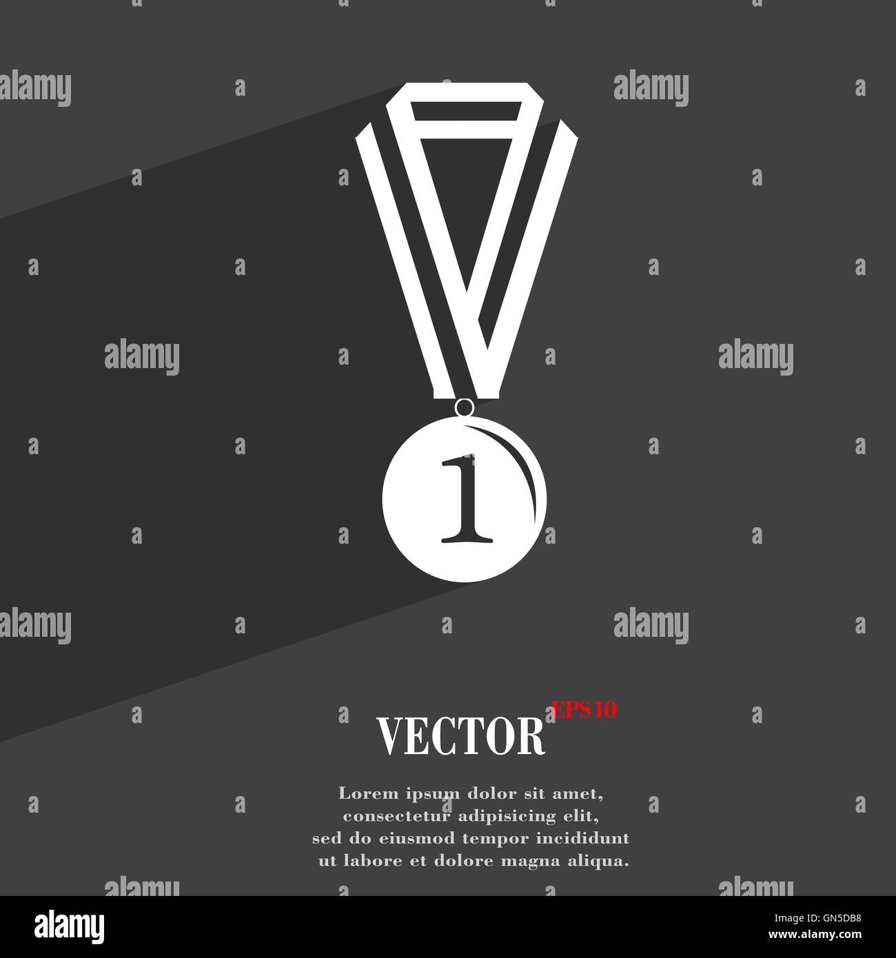 the medal for first place symbol Flat modern web design with long shadow and space for your text. Vector Stock Vector