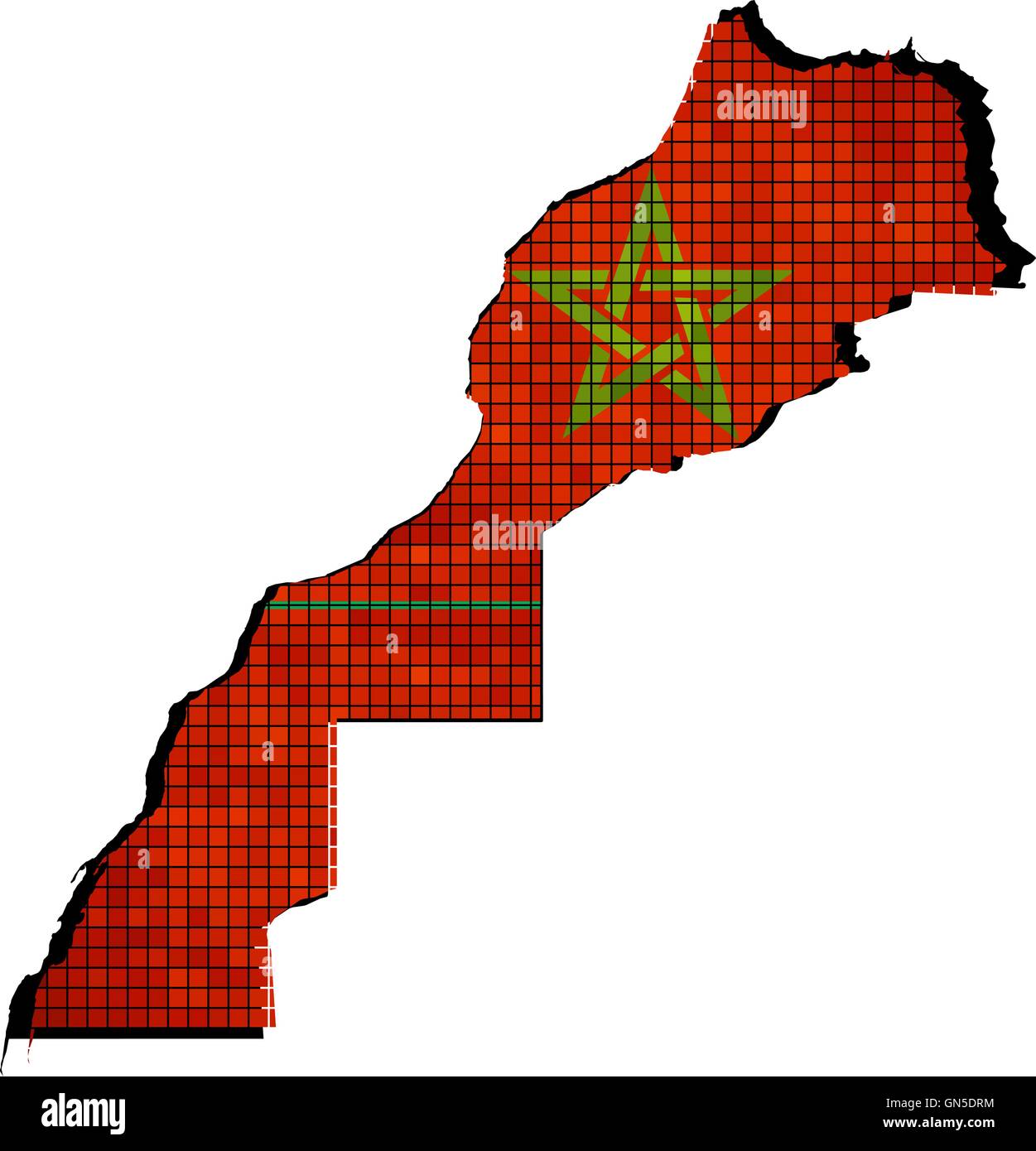 Morocco map with flag inside Stock Vector