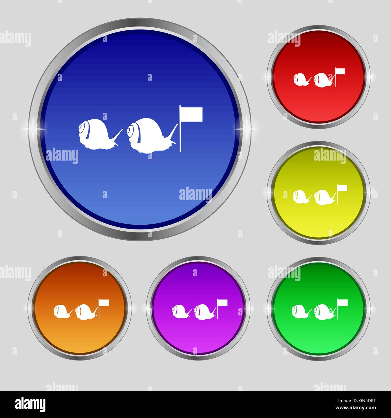 Fast snail icon sign. Round symbol on bright colourful buttons. Vector ...