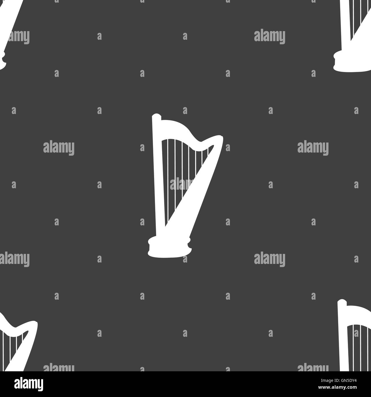 harp icon sign. Seamless pattern on a gray background. Vector Stock ...