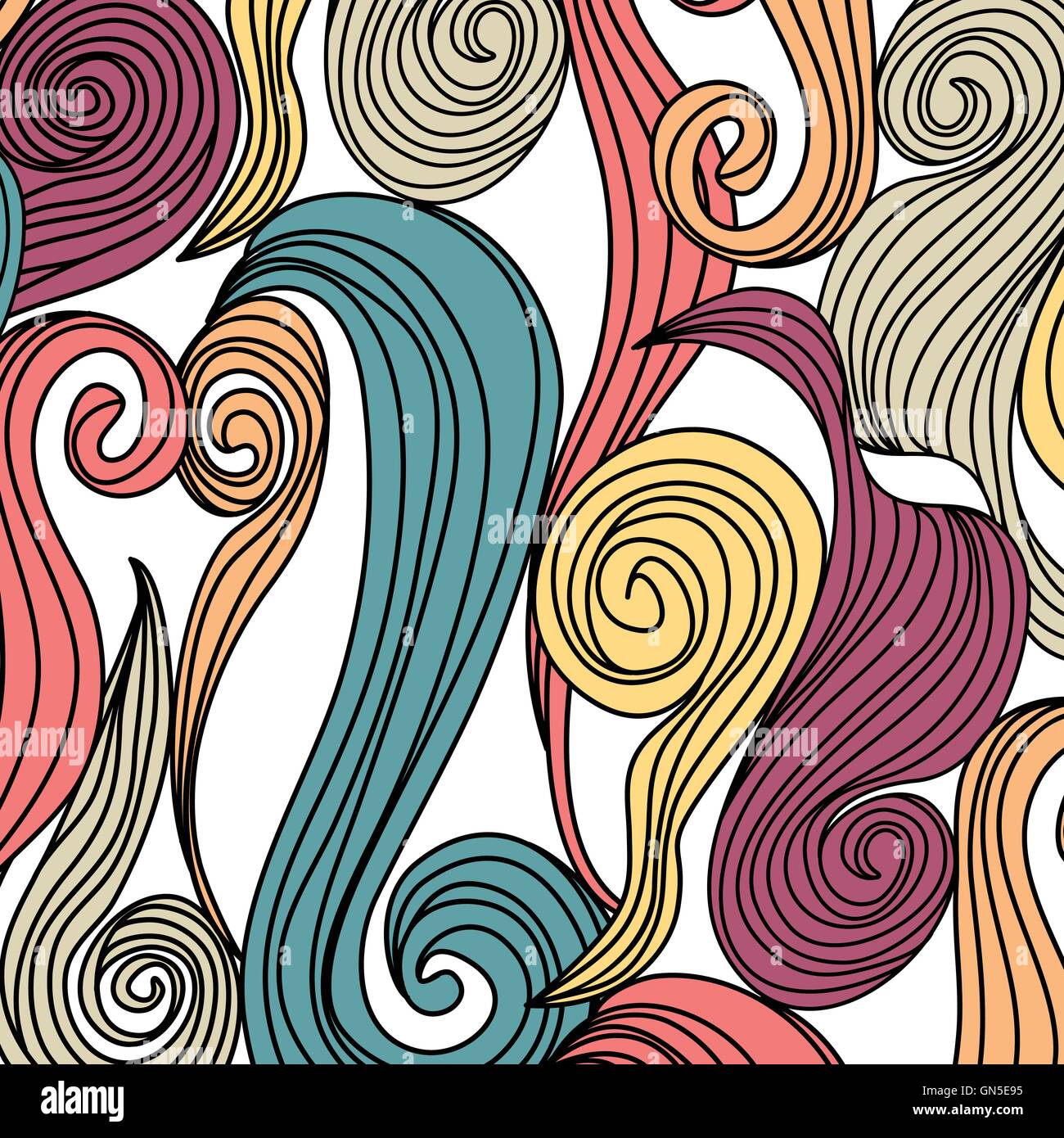 Abstract hand-drawn pattern with waves Stock Vector