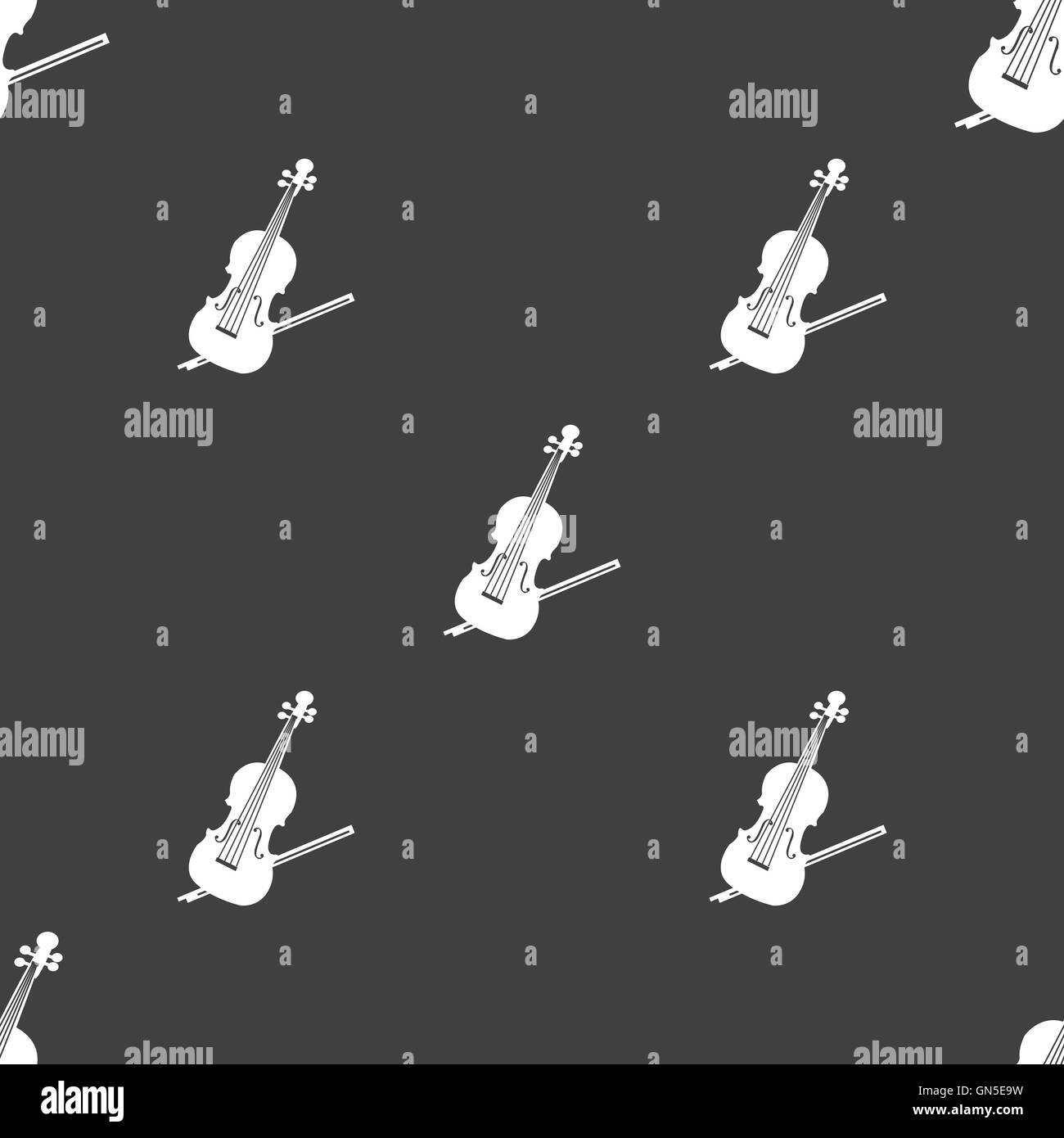 Violin icon sign. Seamless pattern on a gray background. Vector Stock ...