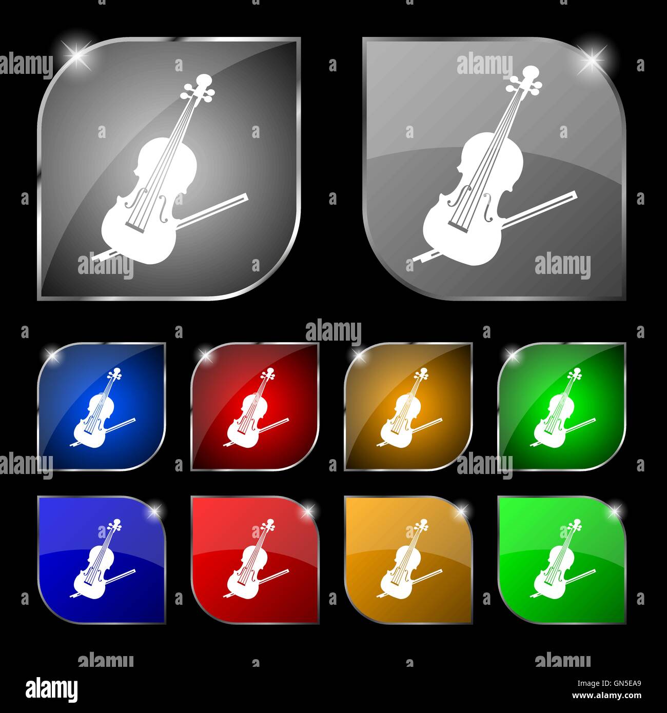 Violin icon sign. Set of ten colorful buttons with glare. Vector Stock Vector Image & Art Alamy