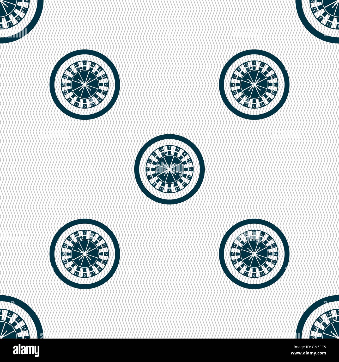 casino roulette wheel icon sign. Seamless pattern with geometric texture. Vector Stock Vector