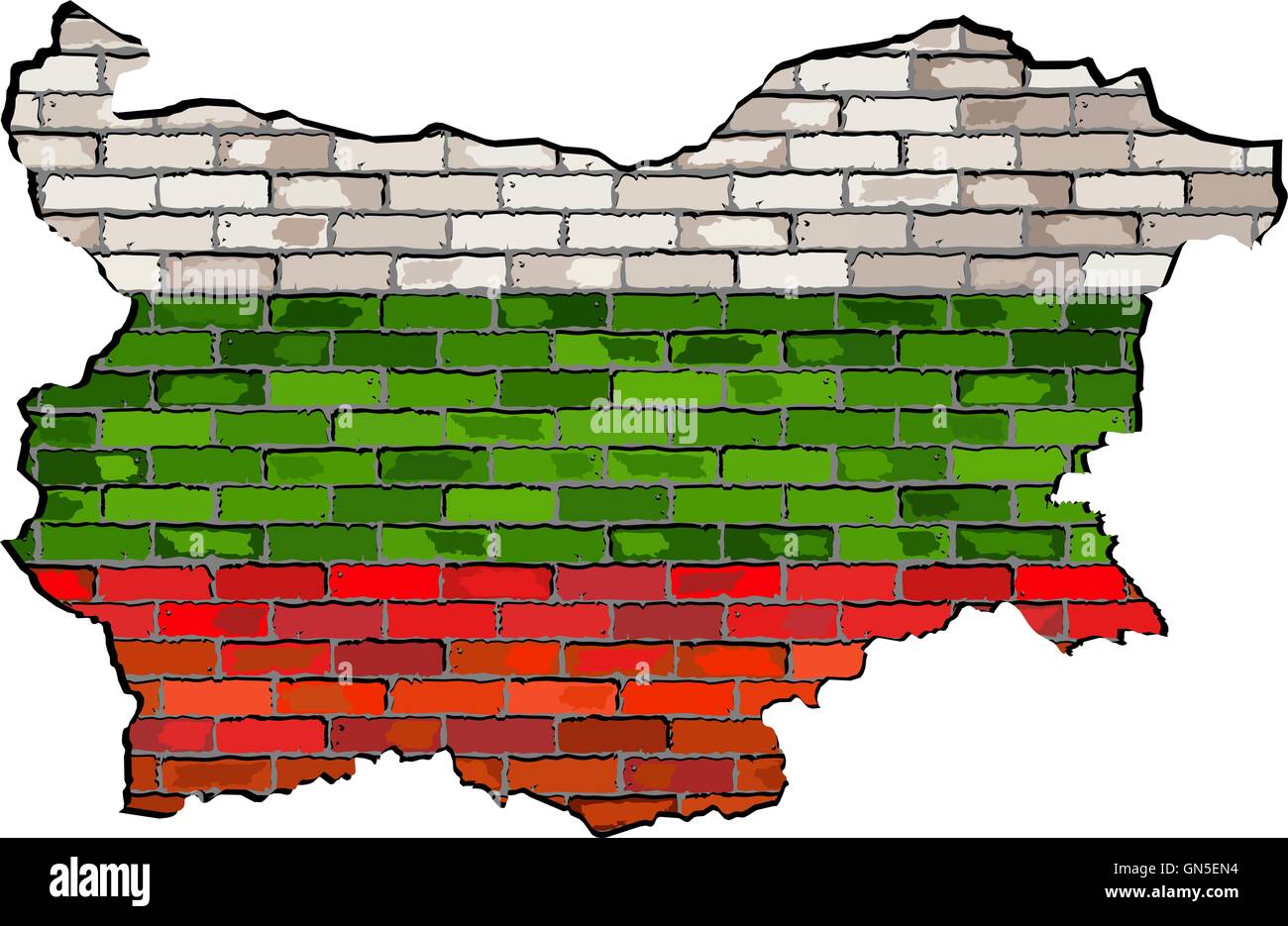 Bulgaria map on a brick wall Stock Vector