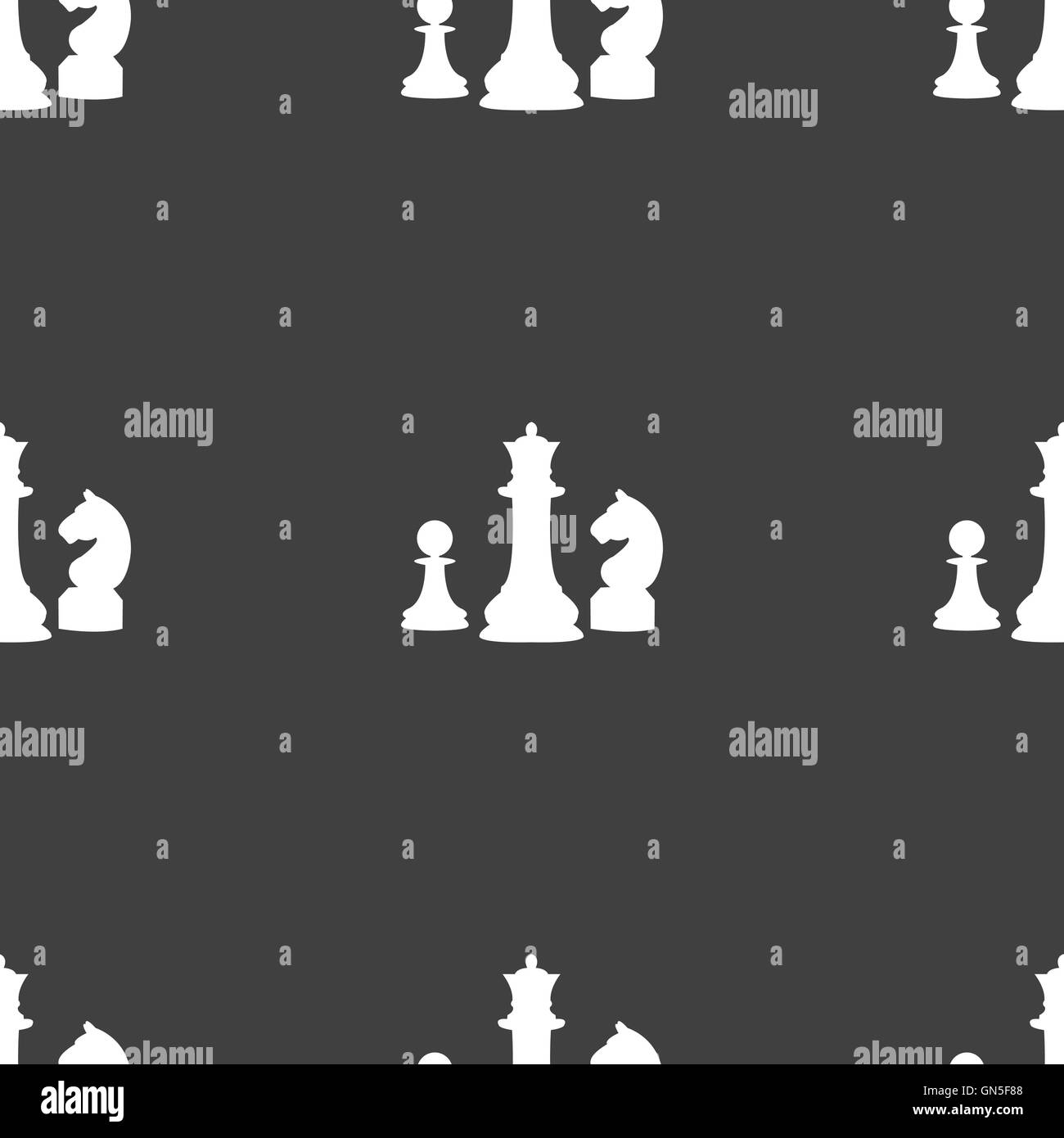 chess Game icon sign. Seamless pattern on a gray background. Vector Stock Vector