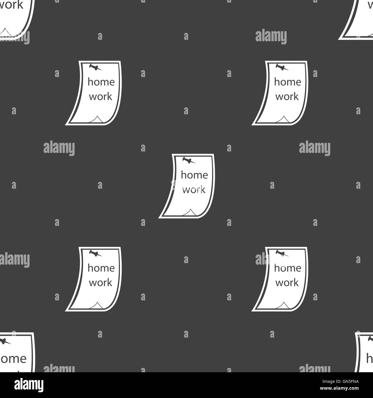 Homework icon sign. Seamless pattern on a gray background. Vector Stock ...
