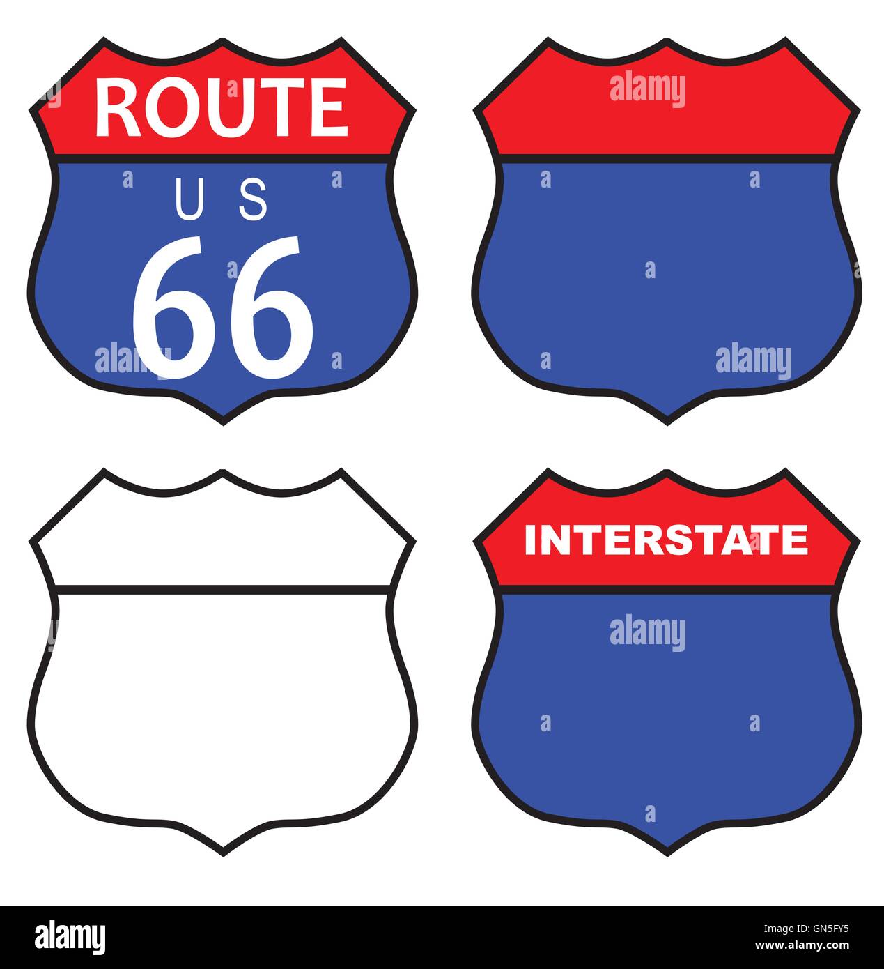 Route 66 Interstate Sign Stock Vector Image & Art Alamy