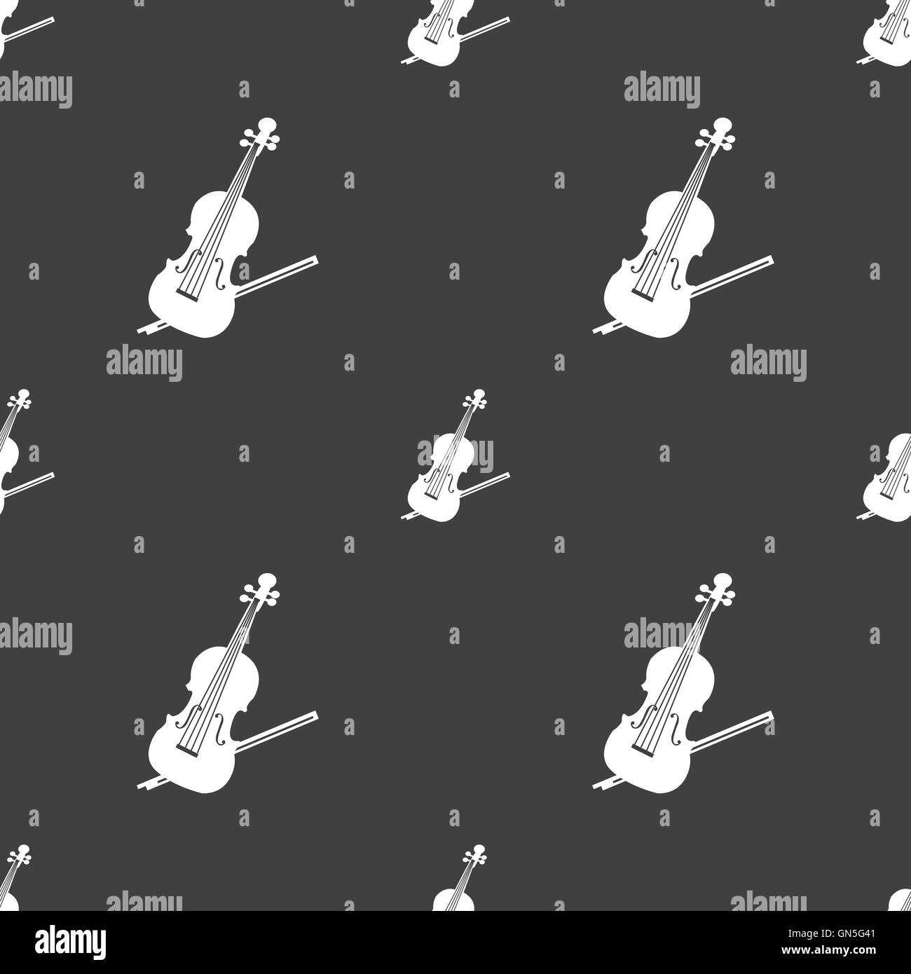 Violin icon sign. Seamless pattern on a gray background. Vector Stock ...