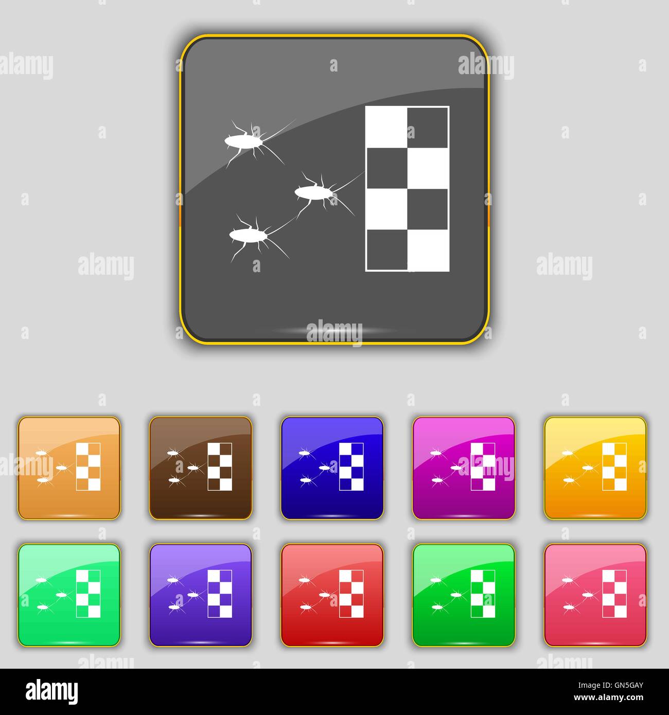 cockroach races icon sign. Set with eleven colored buttons for your ...