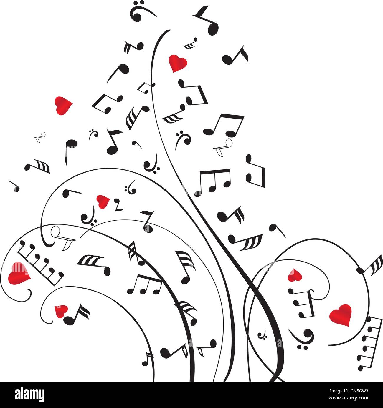Musical Notes Hearts Stock Vector Image & Art Alamy