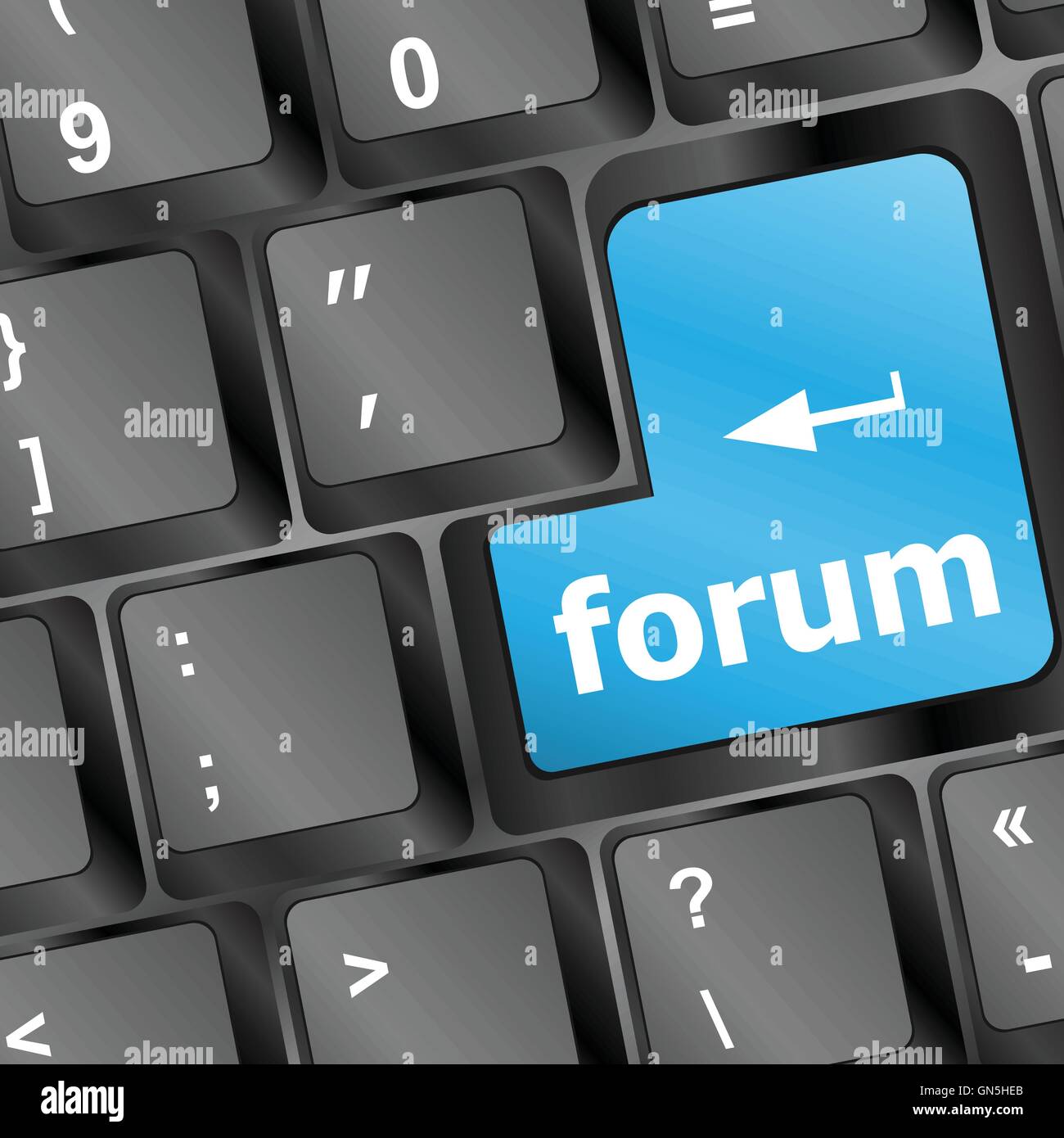 Computer keyboard with forum key - business concept vector illustration ...