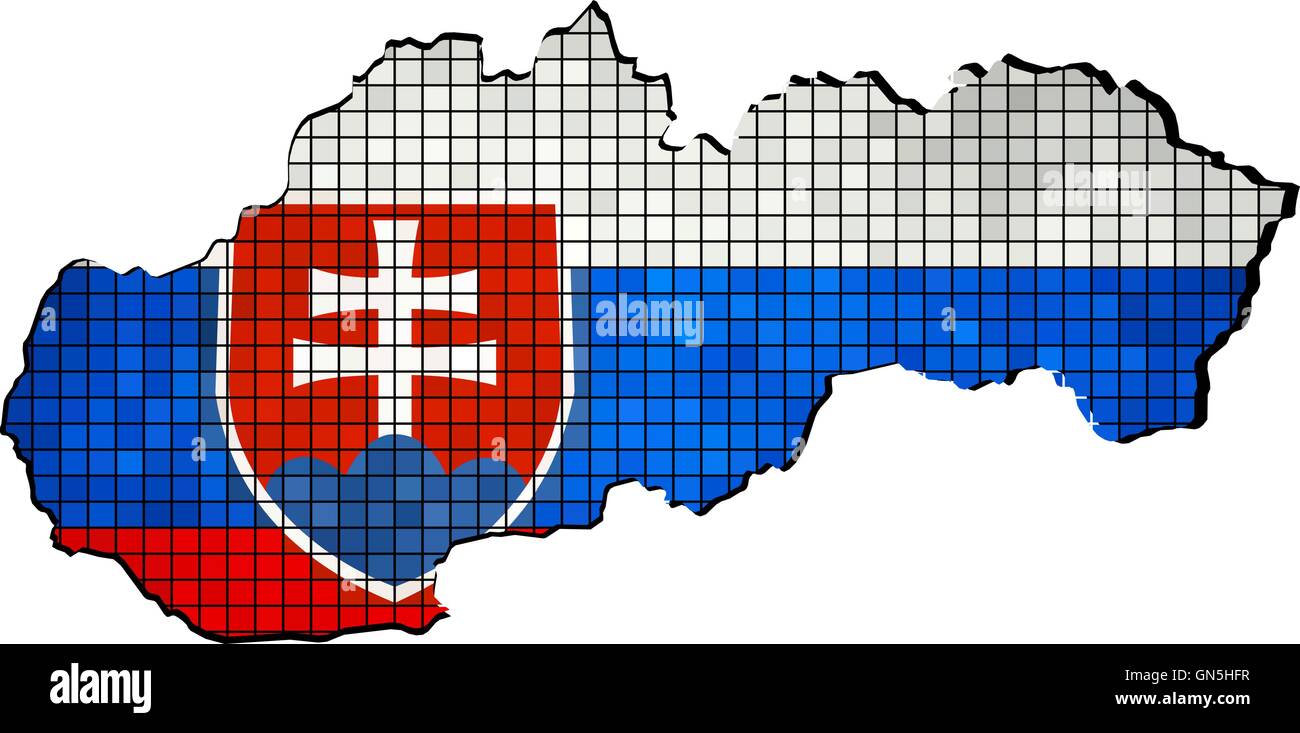 Slovakia map with flag inside Stock Vector