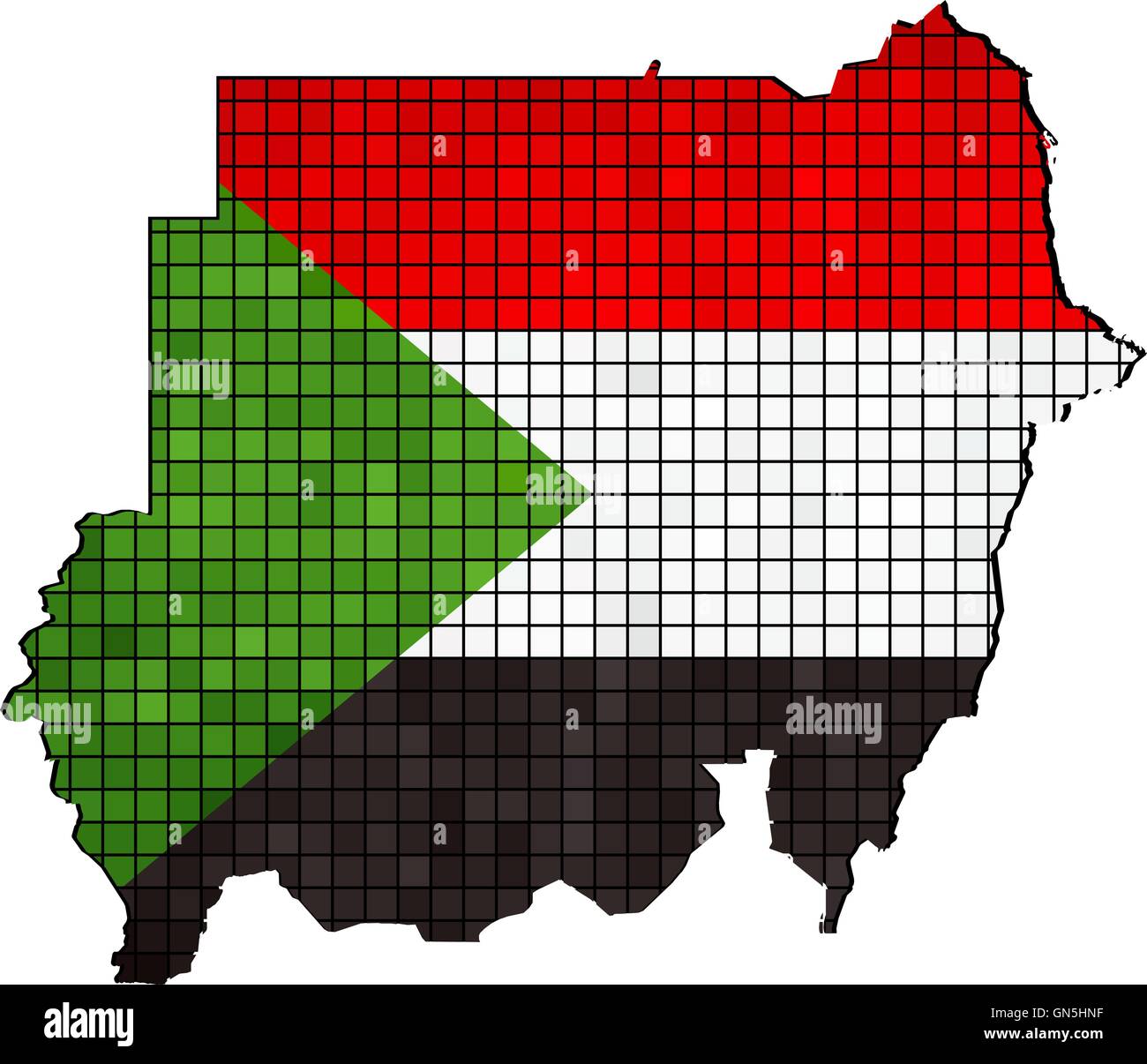 Sudan map with flag inside Stock Vector