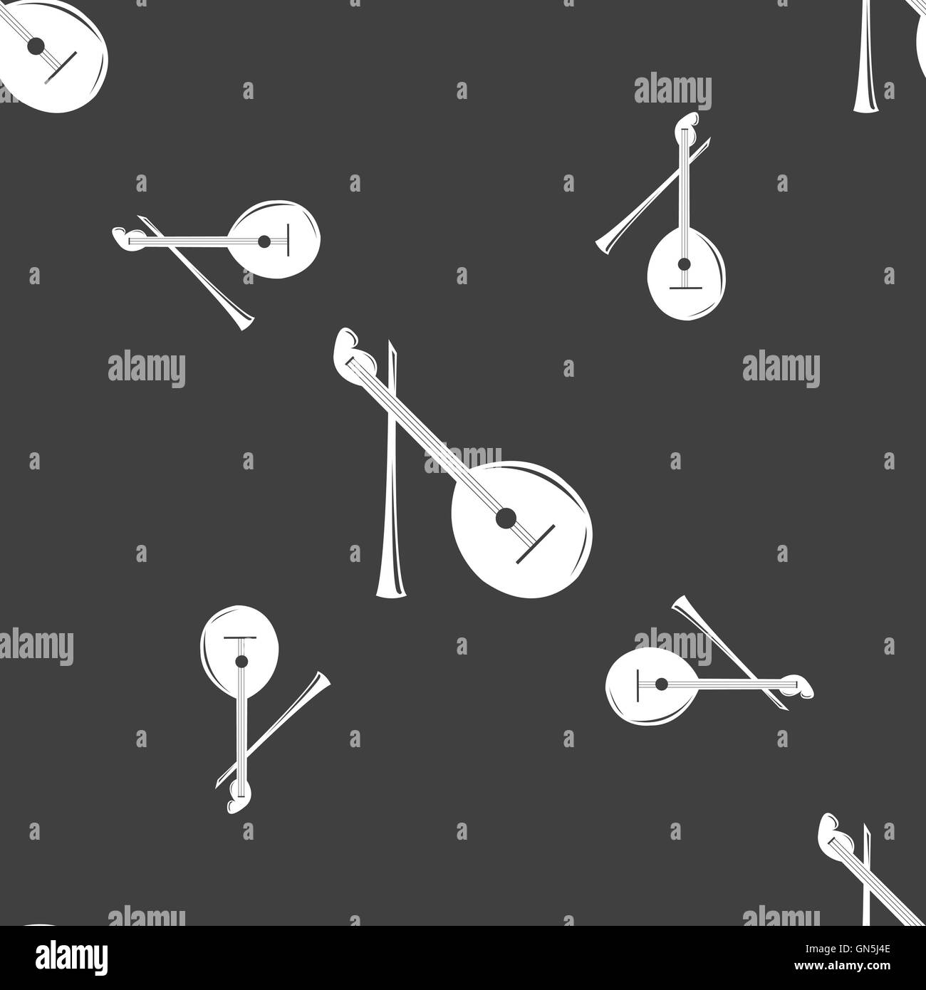 Balalaika icon sign. Seamless pattern on a gray background. Vector ...