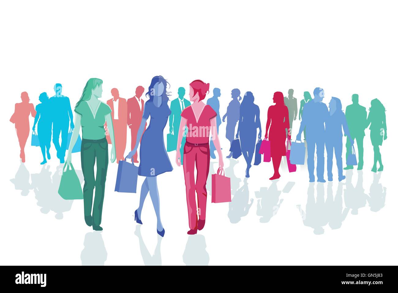Groups of People shopping Stock Vector
