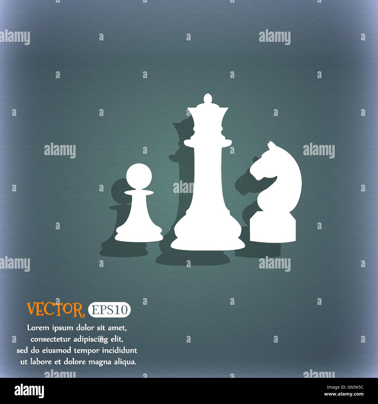 chess Game icon. On the blue-green abstract background with shadow and space for your text. Vector Stock Vector