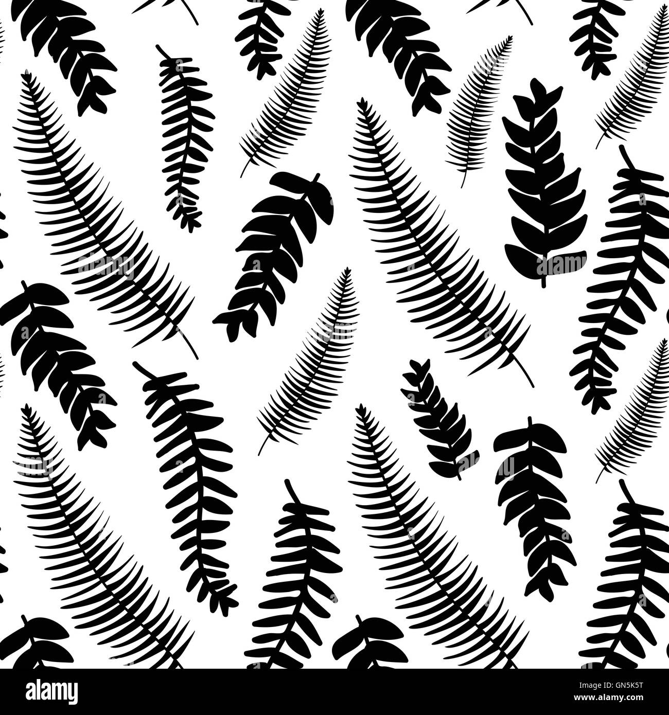 Hand drawn delicate decorative vintage leaves in black and white Stock Vector