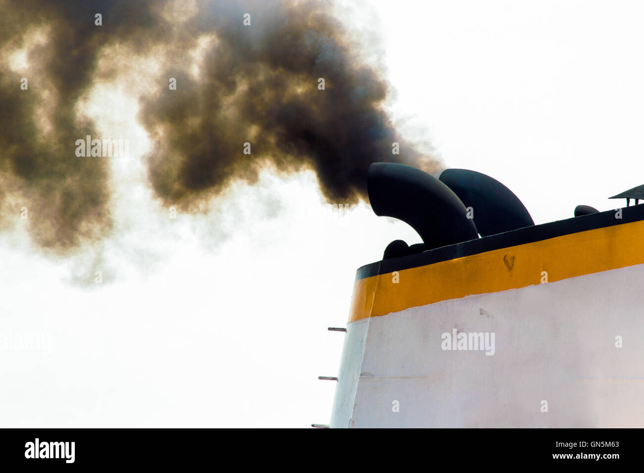 Chimney of a Boat With Smoke Stock Photo Alamy