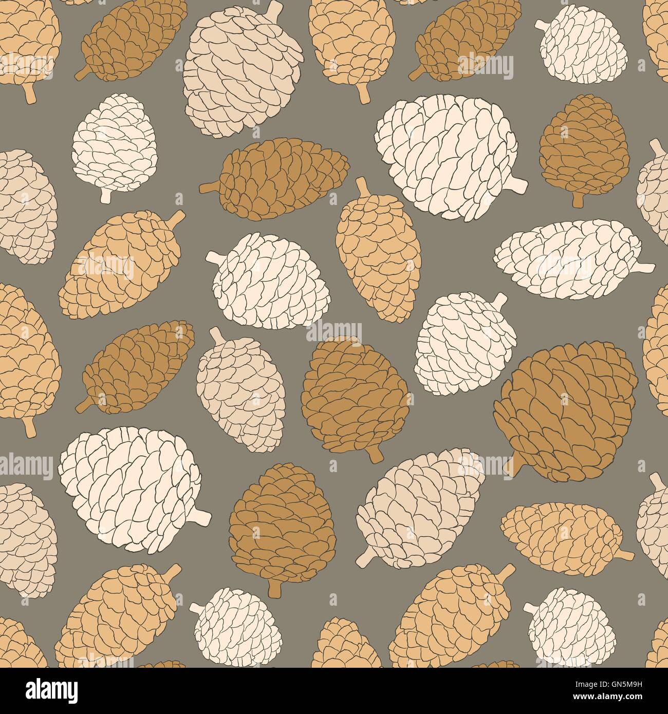Christmas seamless vector pattern with pine cones. Hand drawn Stock ...