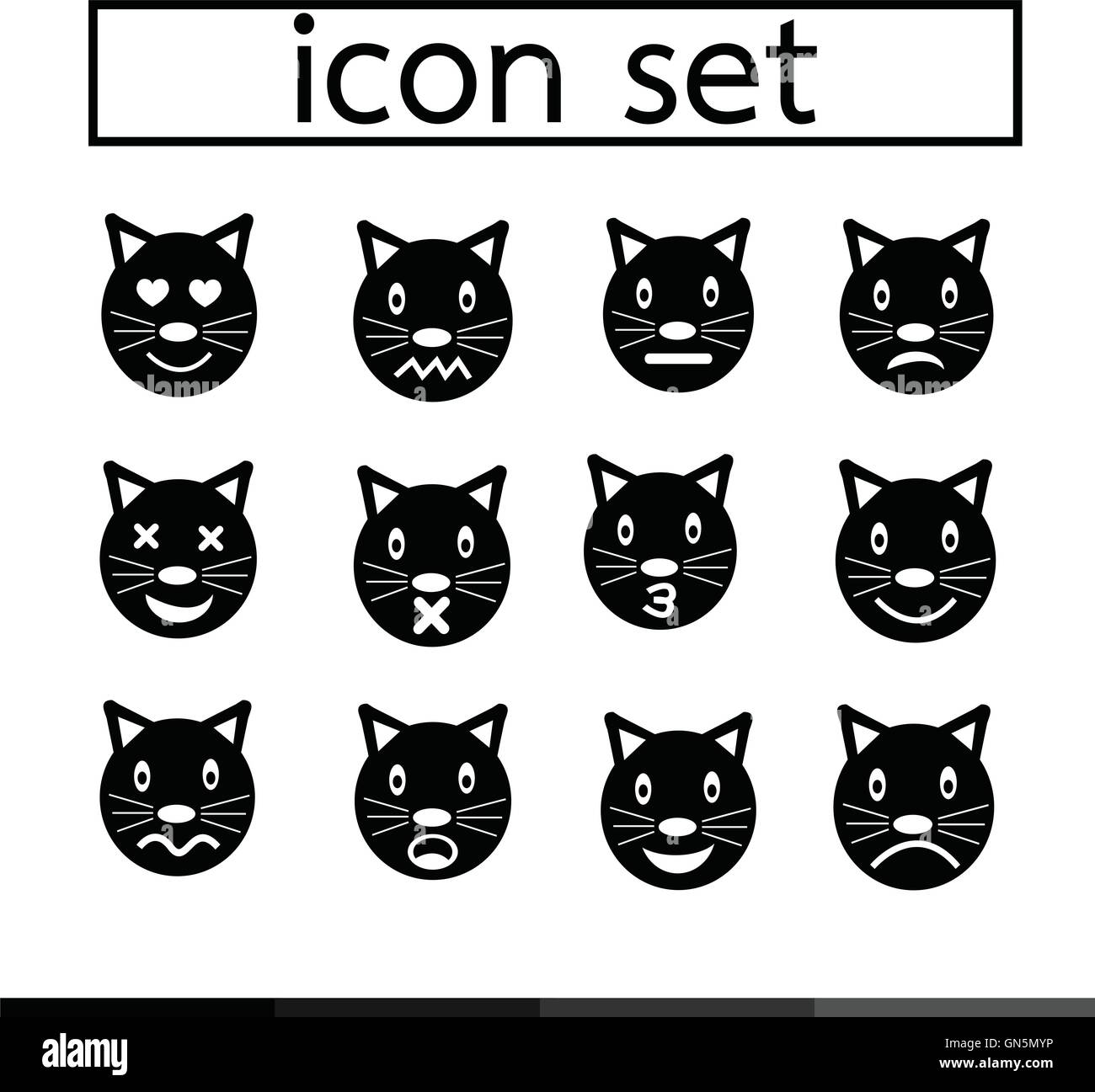 Cat emotion icon set illustration Stock Vector Images - Alamy