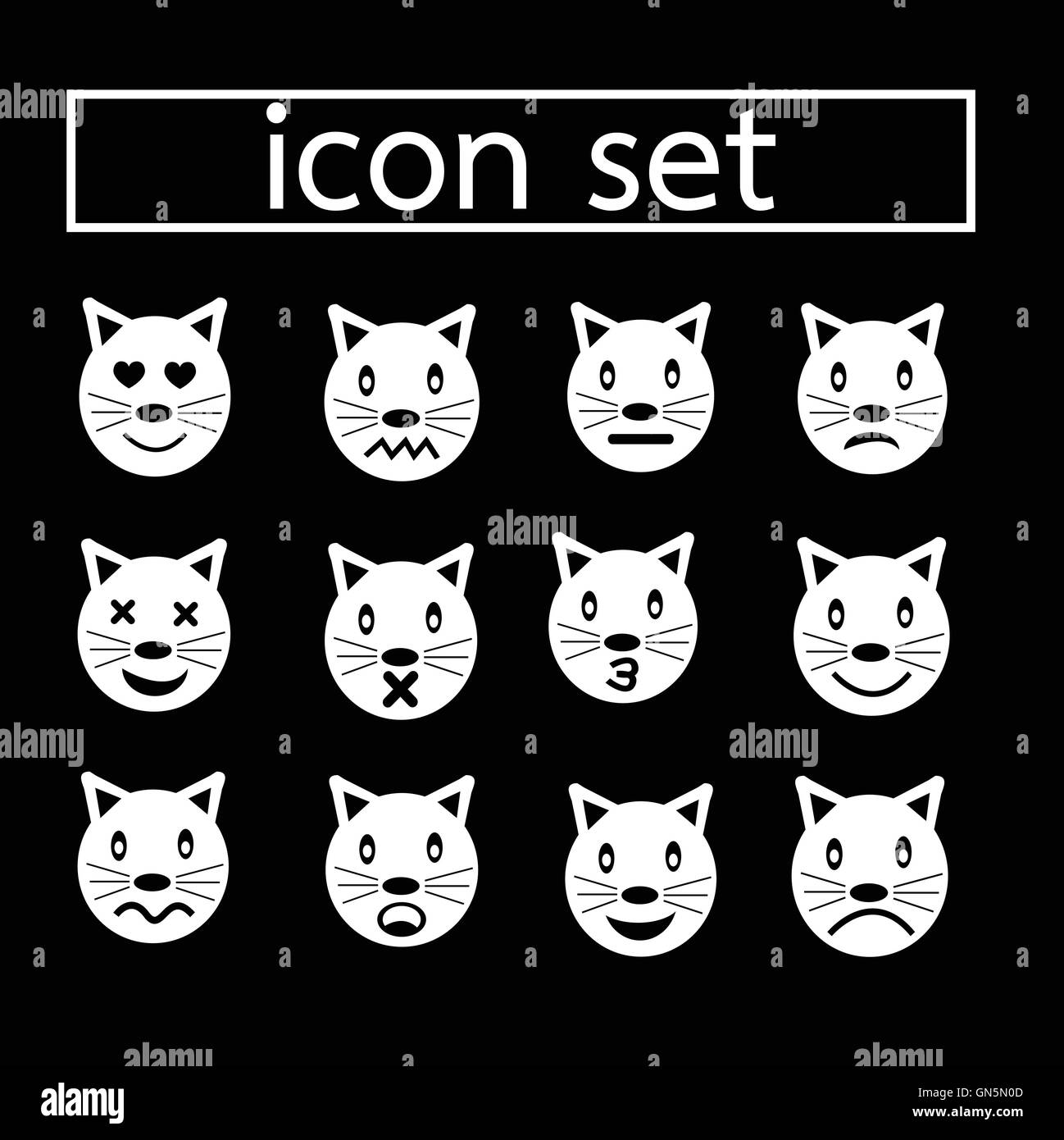 Cat emotion icon set illustration Stock Vector Images - Alamy