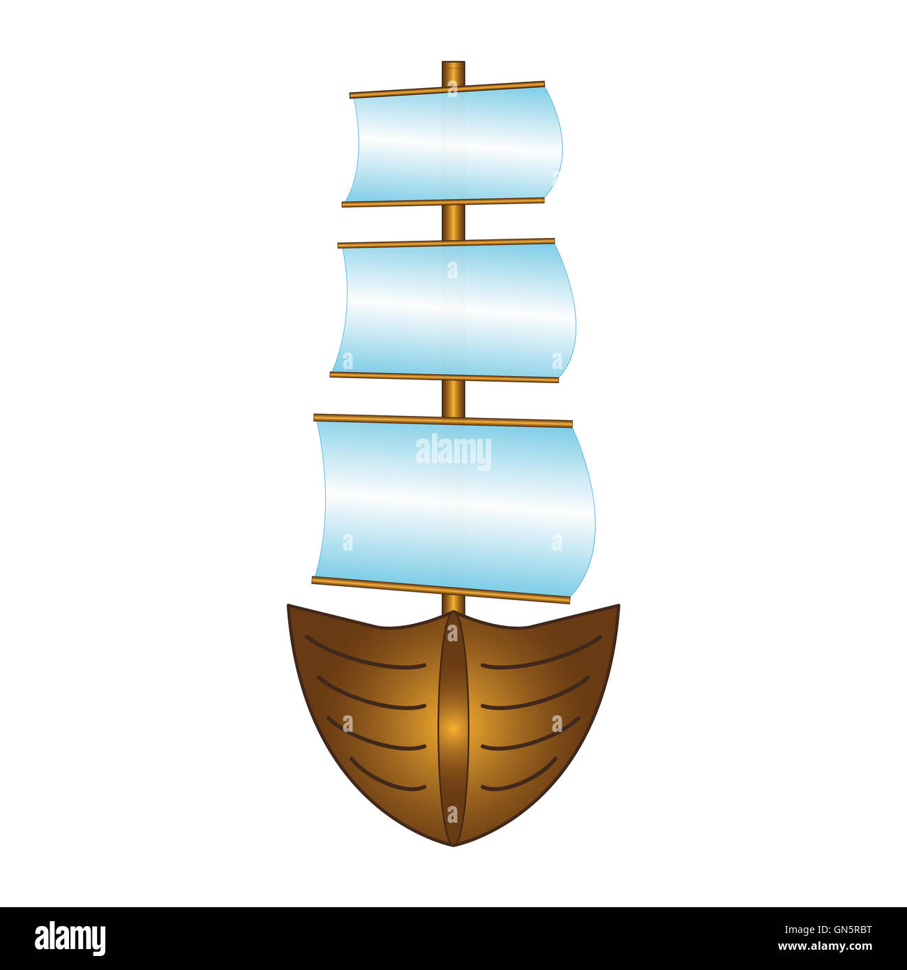 Fishing boat with sails - Vector design EPS10 Stock Photo