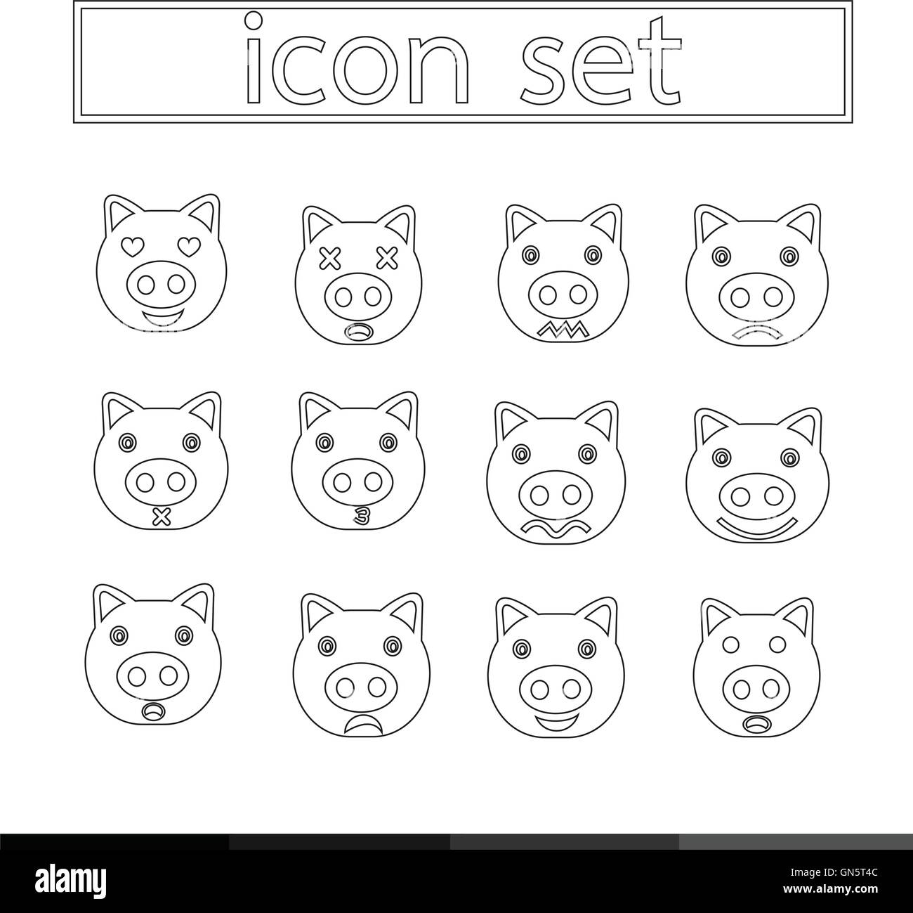 pig emotion icon set illustration design Stock Vector Image & Art - Alamy