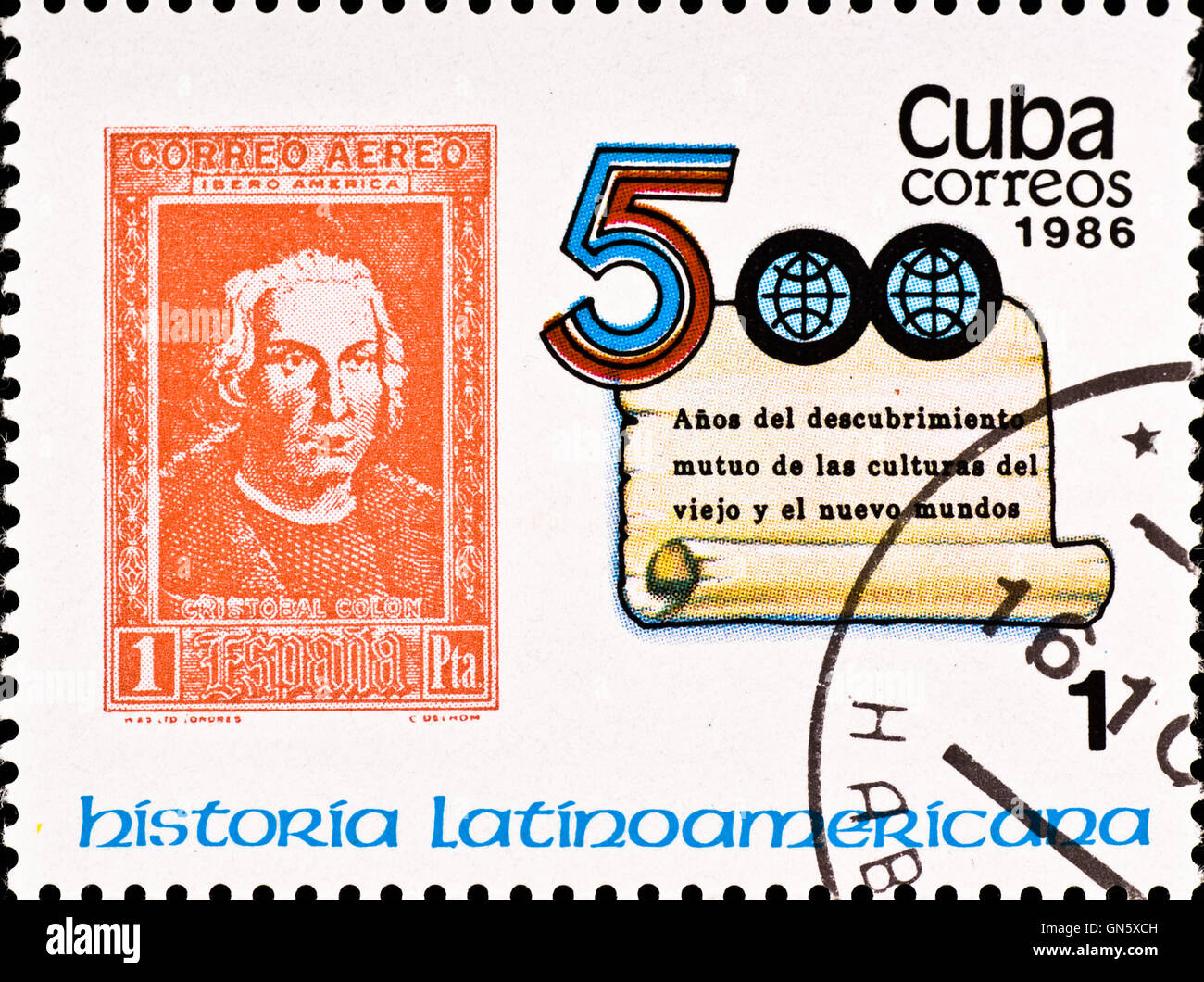 postage stamps celebrate 500 years Cuban history Stock Photo