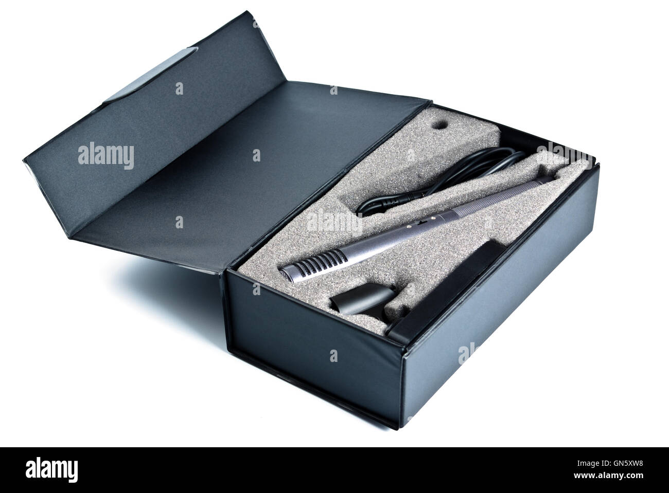 microphone set in black box Stock Photo Alamy