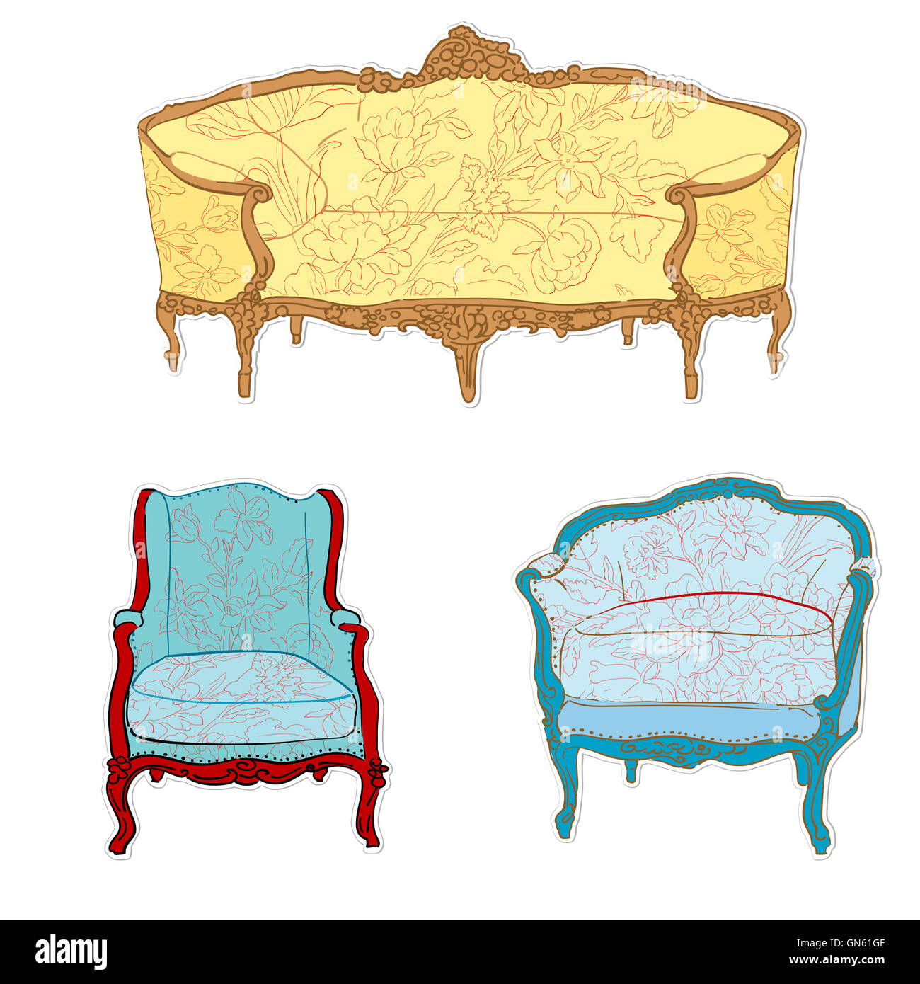 antique rococo furniture stickers Stock Photo Alamy