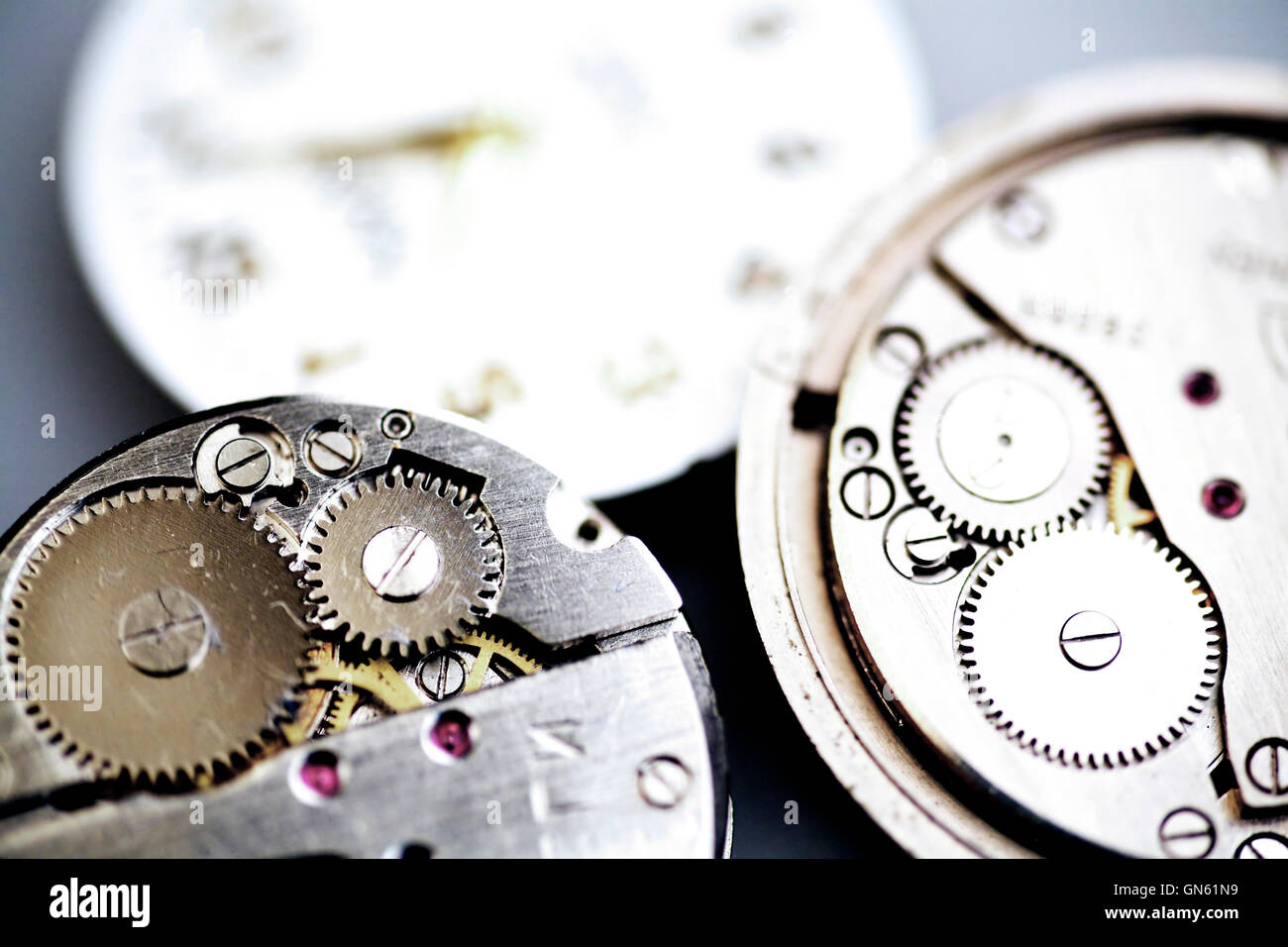 Old metal mechanical clock Stock Photo Alamy
