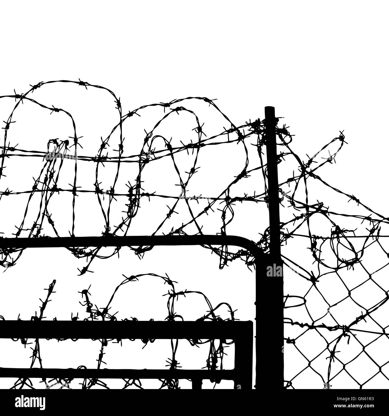 Barbed wire background protection Black and White Stock Photos & Images ...