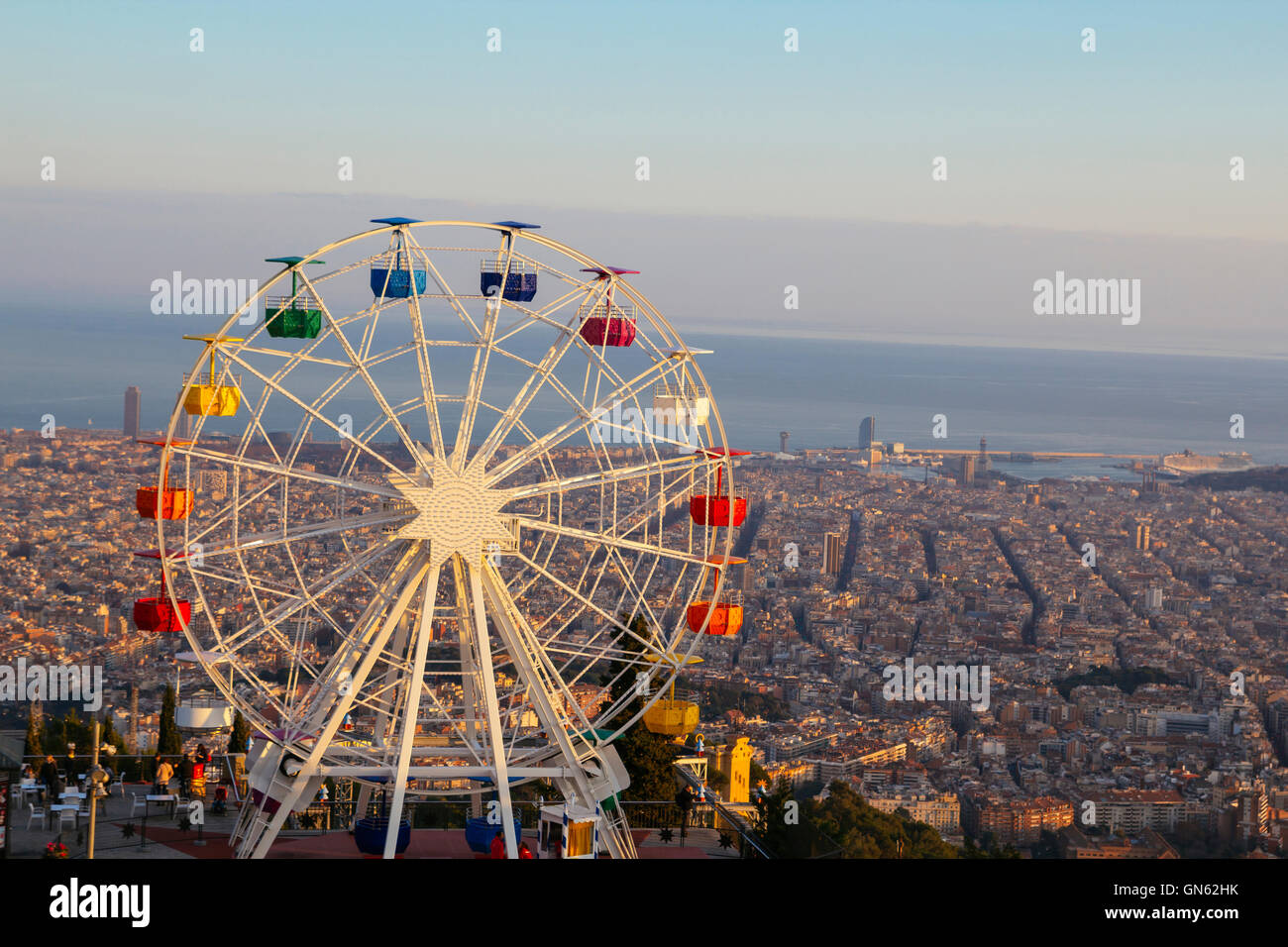 Ferris wheel on top of the city, at Tibidabo, Barcelona Stock Photo