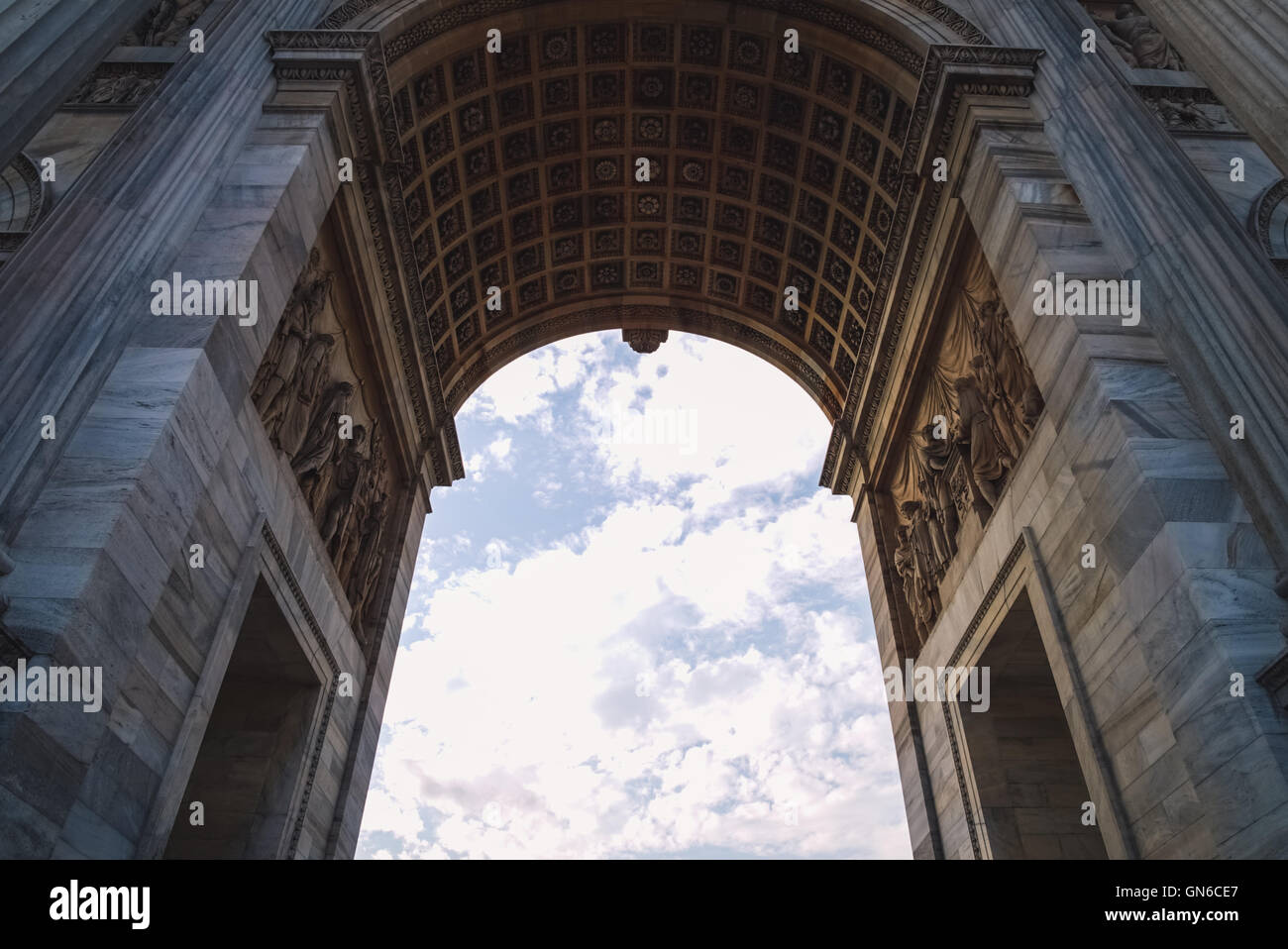 Classical Arch and Fast Clouds Stock Photo