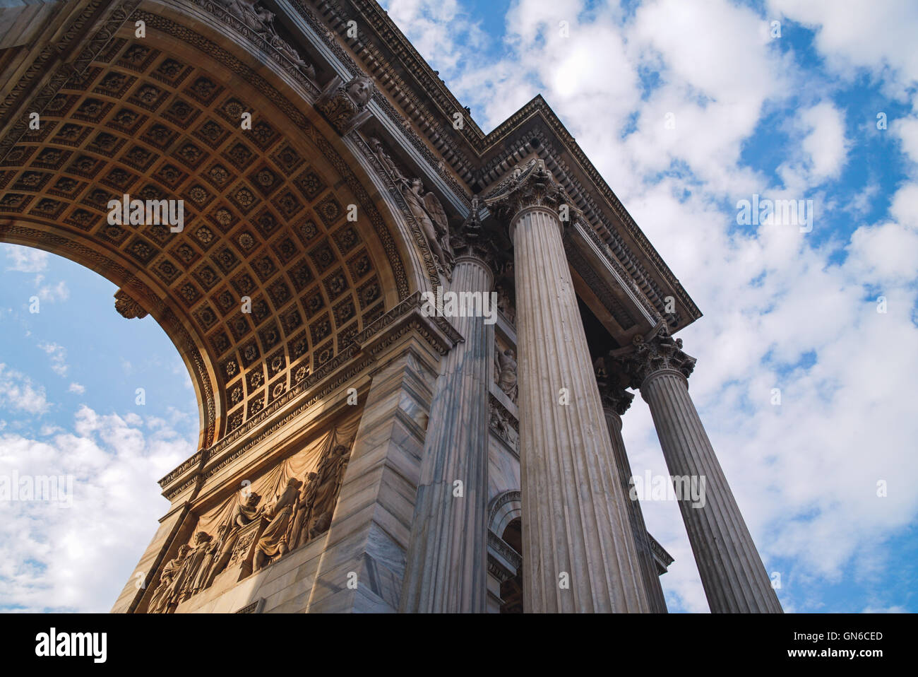 Classical Temple and Fast Clouds Stock Photo