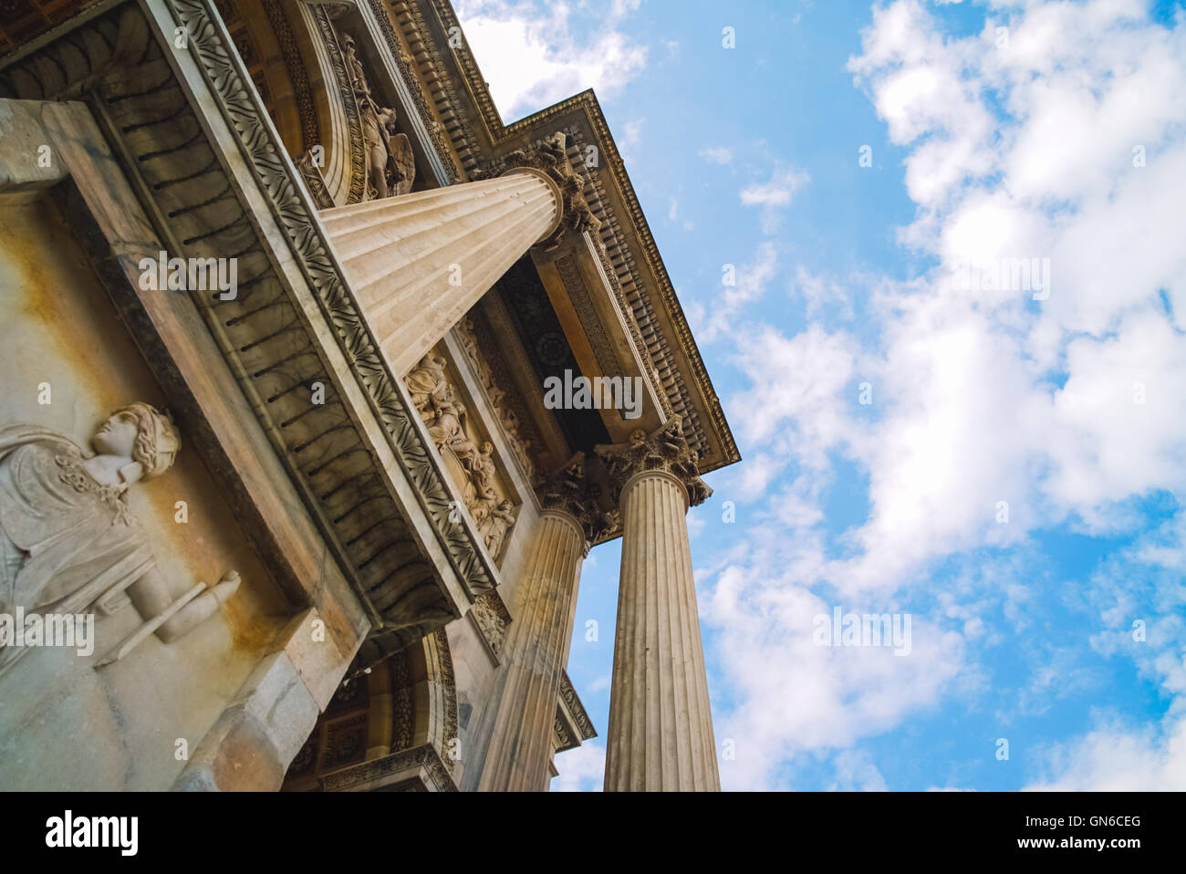 Classical Temple and Fast Clouds Stock Photo