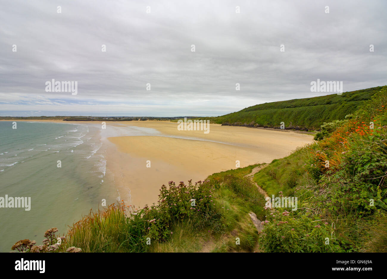 Porth Kidney Beach pictured from the South West Coastal Walk near