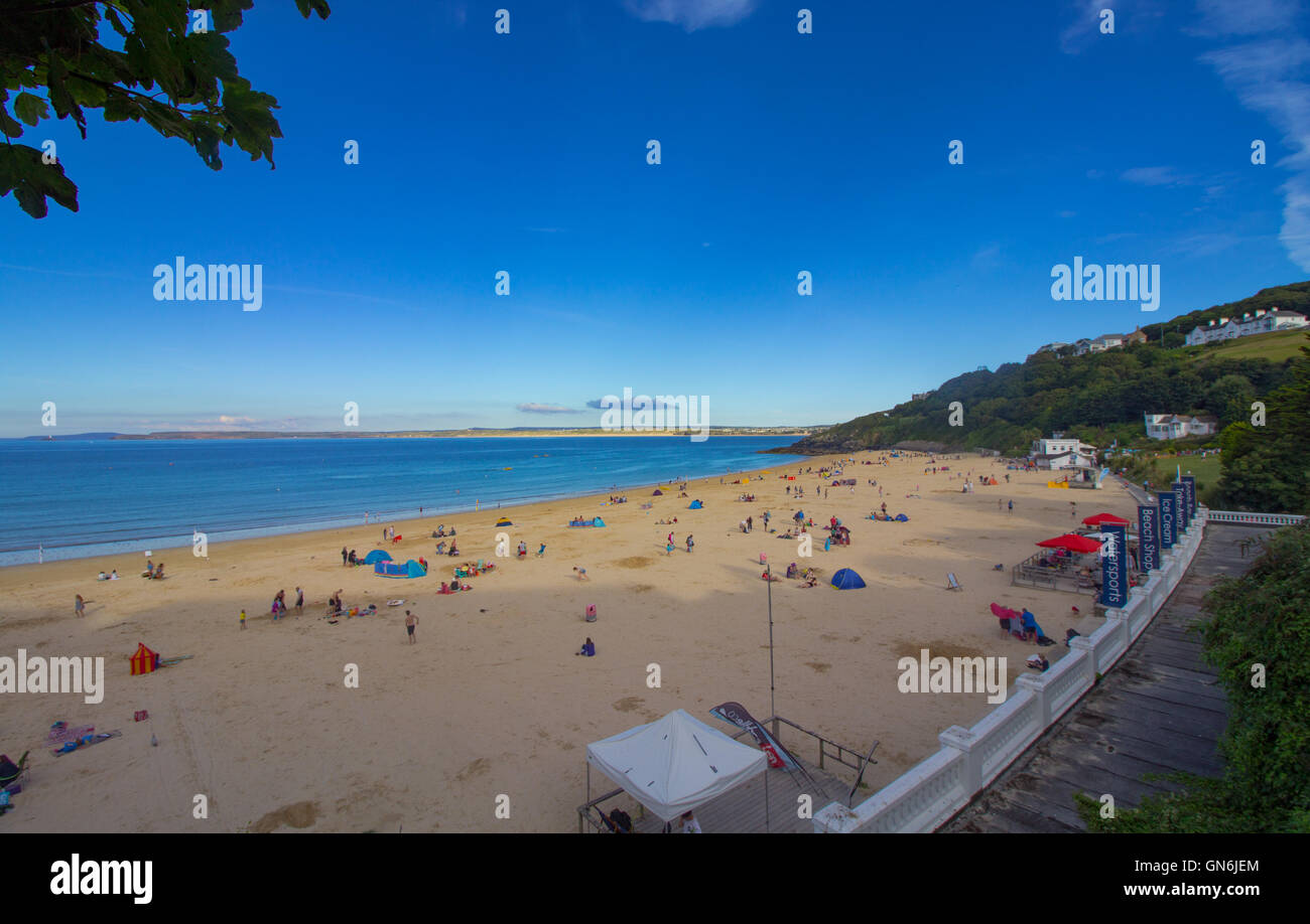 Carbis Bay Beach Pictured On A Sunny Summer Day In Cornwall UK Stock carbis-bay-beach-pictured-on-a-sunny-summer-day-in-cornwall-uk-stock