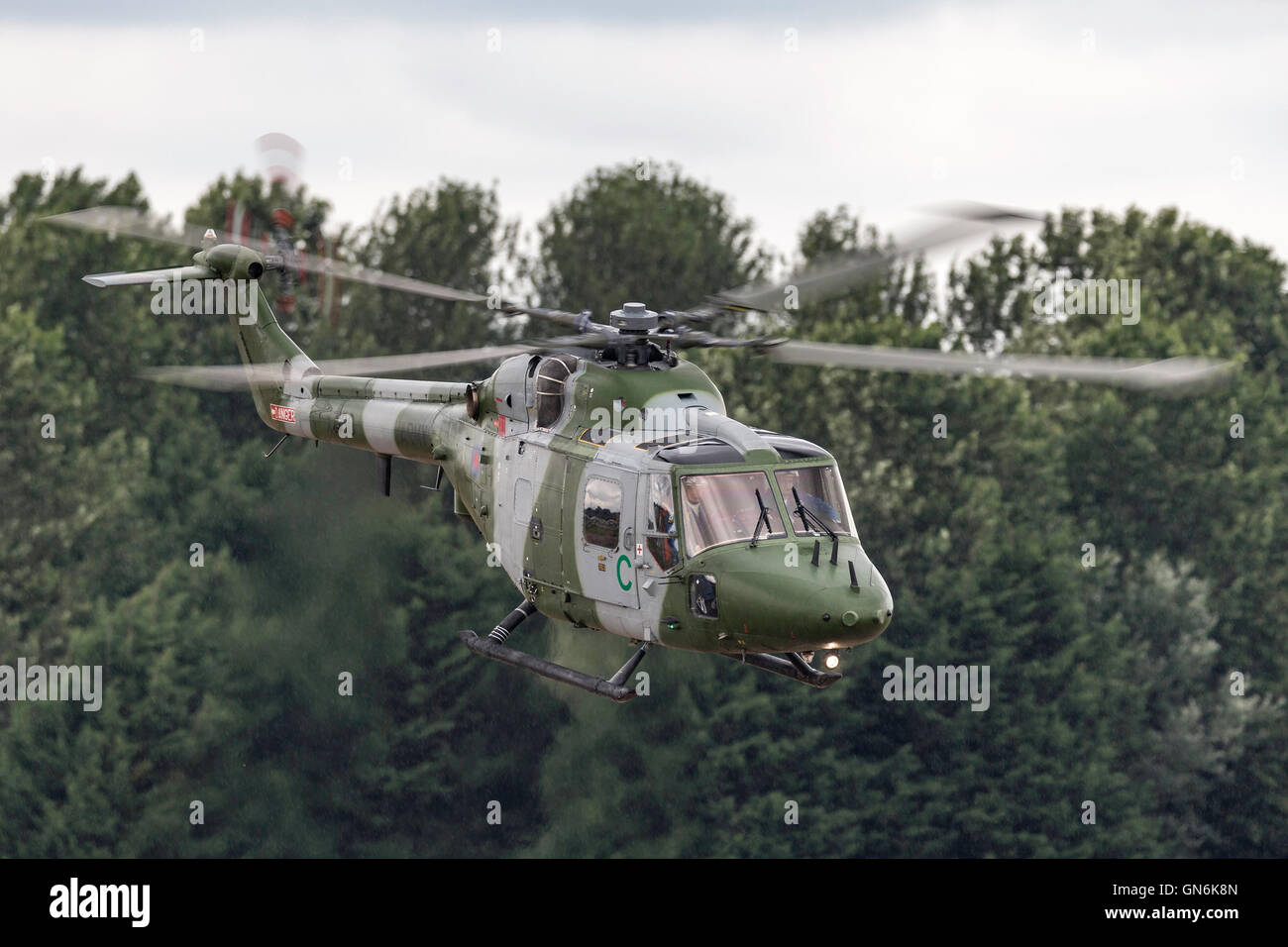 British Army (Royal Army) Air Corps (AAC) Westland Lynx AH7 battlefield reconnaissance helicopter. Stock Photo