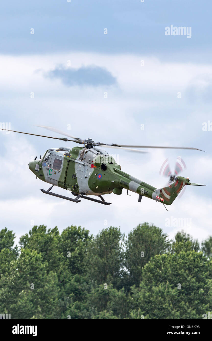 British Army (Royal Army) Air Corps (AAC) Westland Lynx AH7 battlefield reconnaissance helicopter. Stock Photo