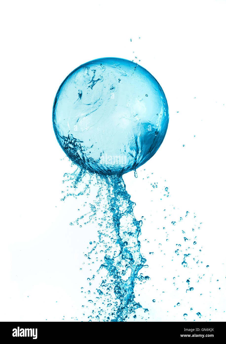 Abstract water ball splash isolated on white background. Stock Photo