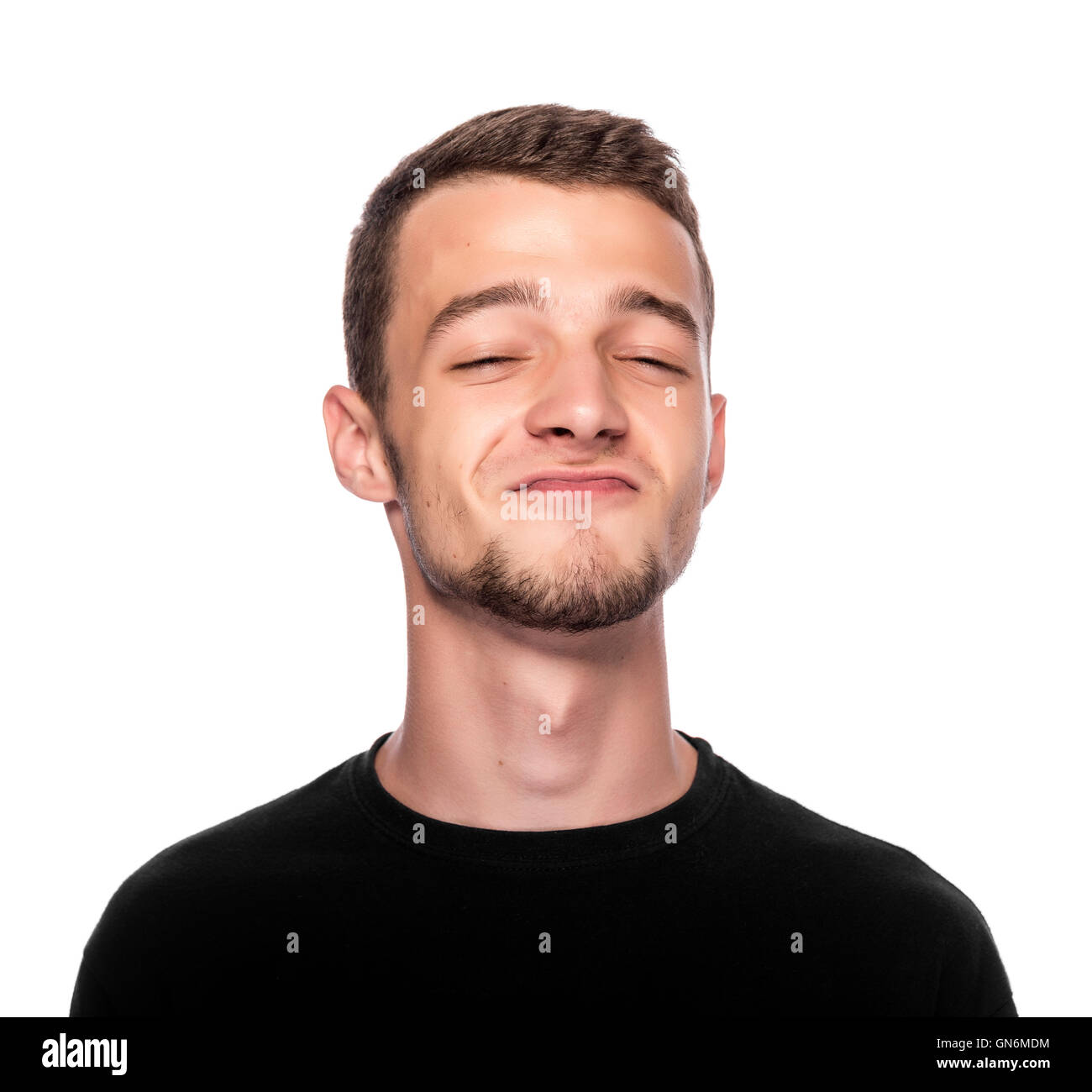 Happy young man isolated on white background Stock Photo - Alamy