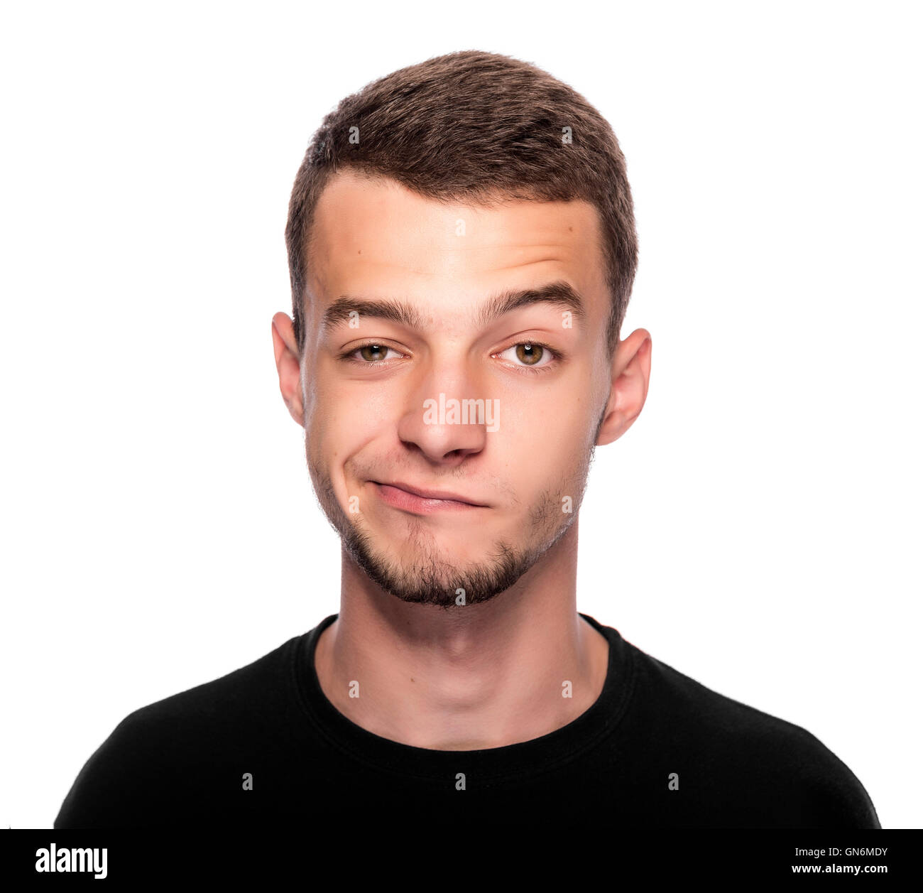 Man with funny face isolated on white Stock Photo - Alamy
