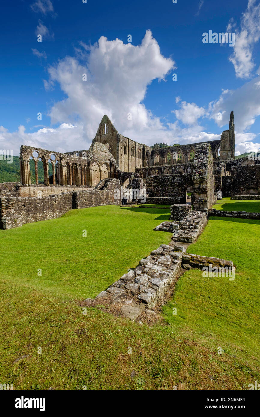 Tintern Abbey near village of Tintern, Monmouthshire Wales UK. on bank of River Wye.Founded in 1131by Walter de Clare. Stock Photo