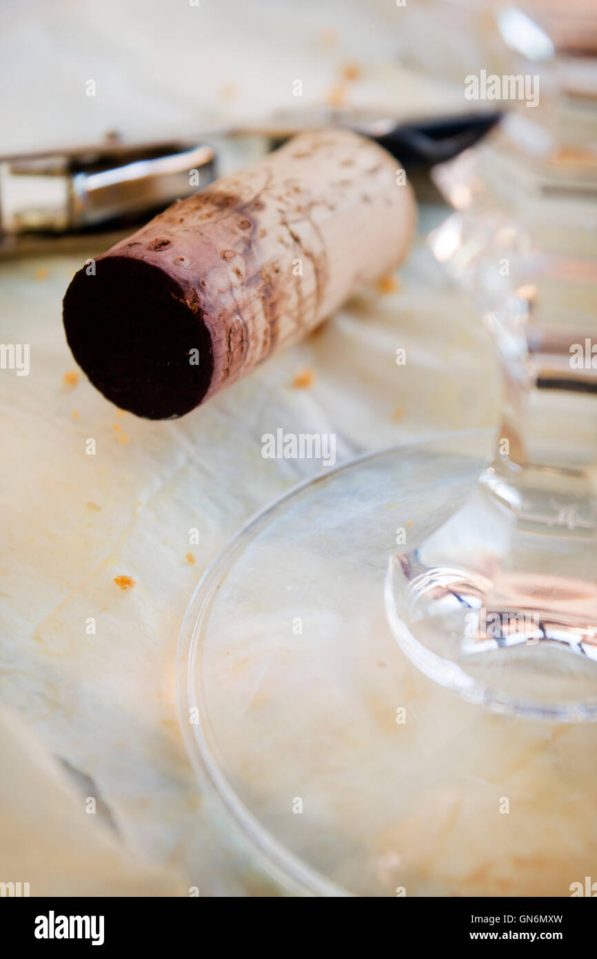 wine cork of an aged red wine Stock Photo Alamy