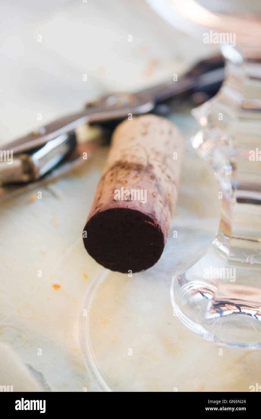 wine cork of an aged red wine Stock Photo Alamy