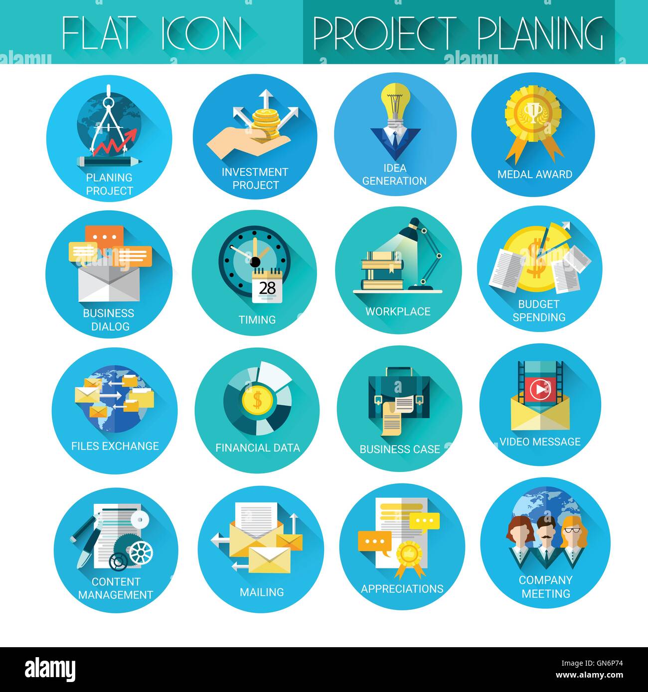 Project Planning Collection Business Icon Set Stock Vector Image & Art ...