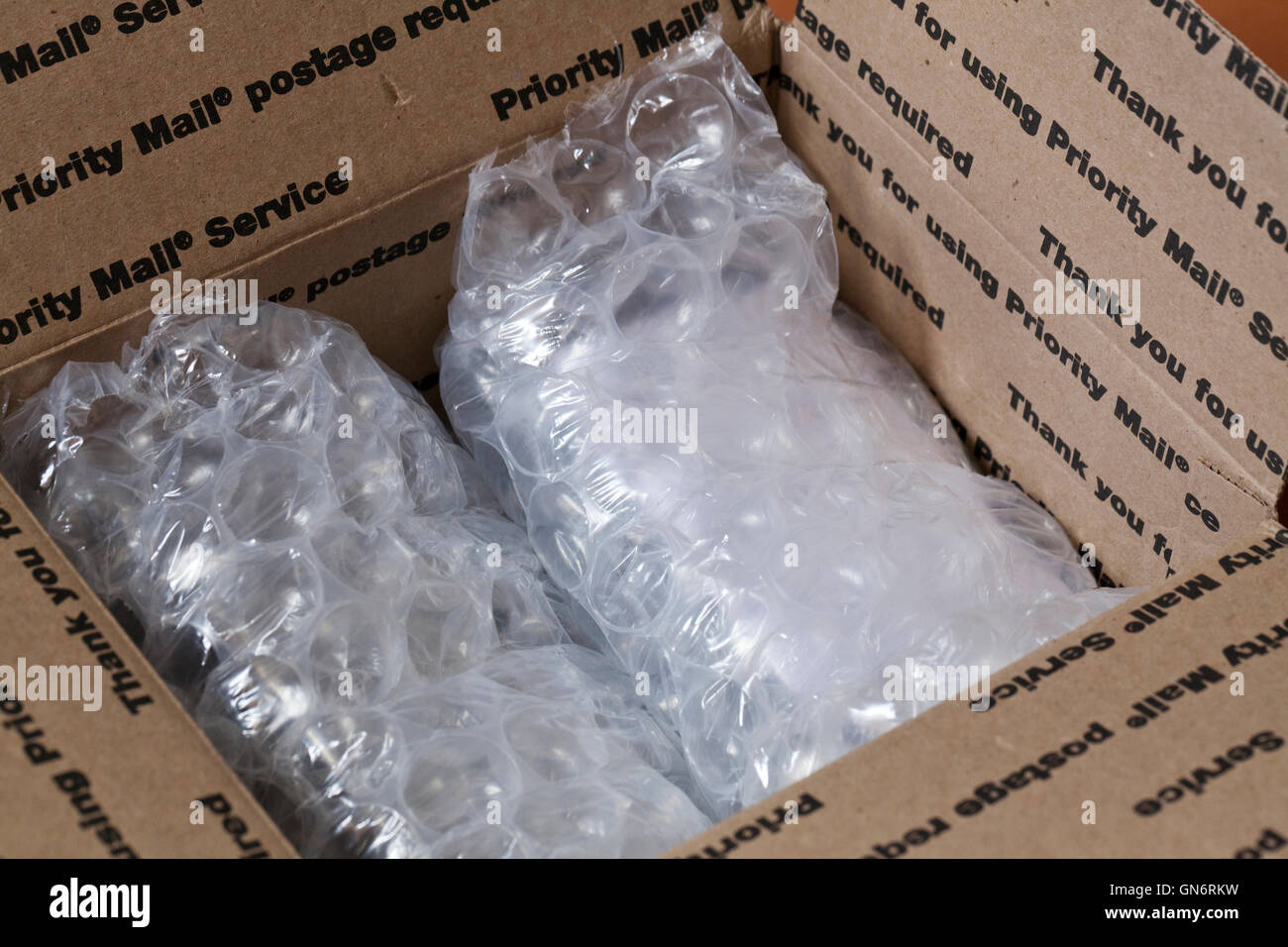 Bubble wrap plastic packing in box USA Stock Photo Alamy