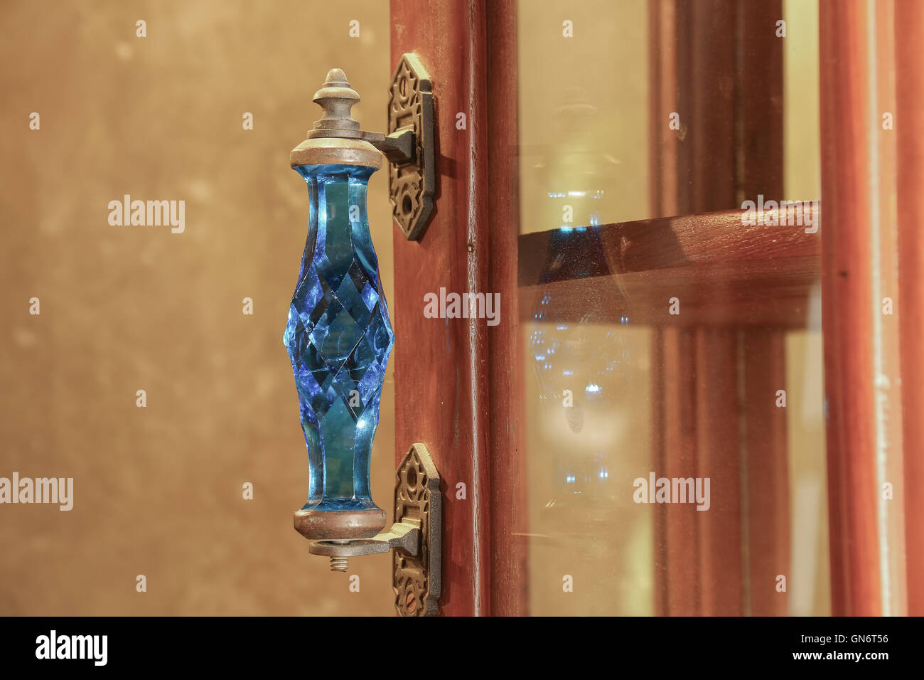 Door handles crystal blue Stock Photo Alamy
